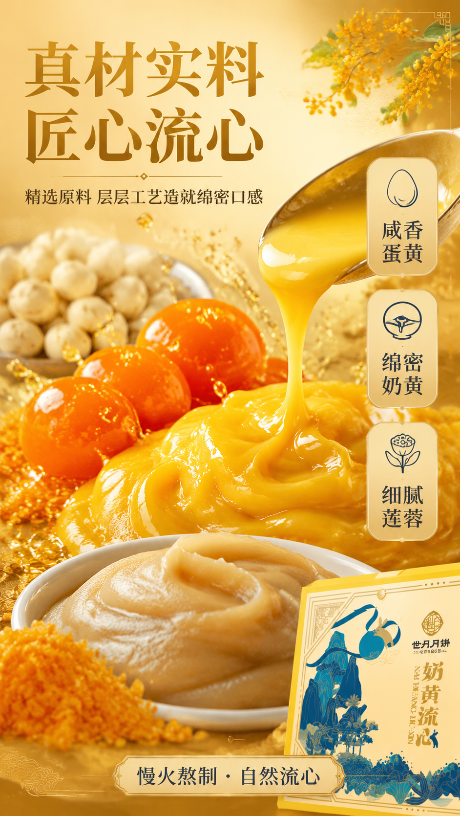 [商品] 使用【图1】世丹月饼奶黄流心礼盒包装元素作辅助展示；… - 图片创意预览