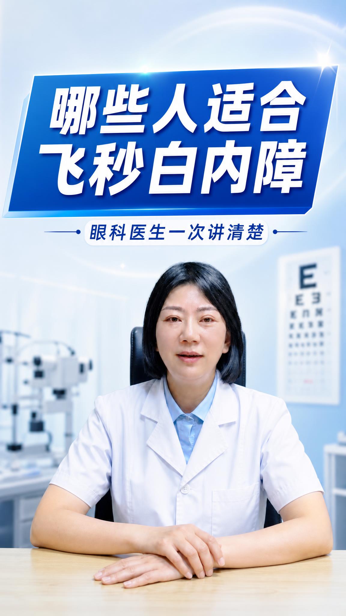 抖音视频封面，医疗科普风格，画面主体为穿白大褂的女眼科医生坐在… - 图片创意预览