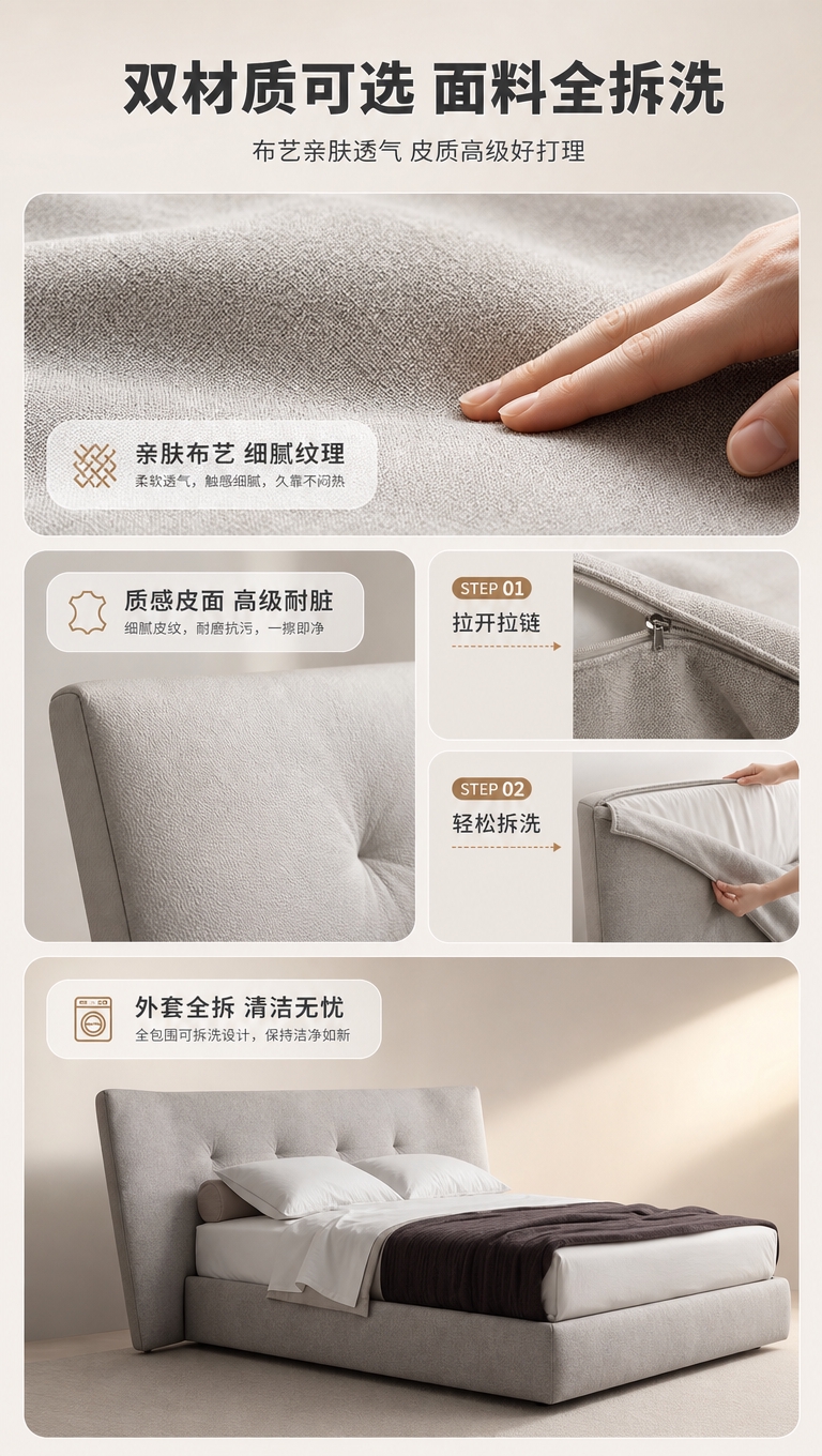 [商品] 使用【图1】意式简约布艺高靠背软包床；商品处理：保留… - 图片创意预览