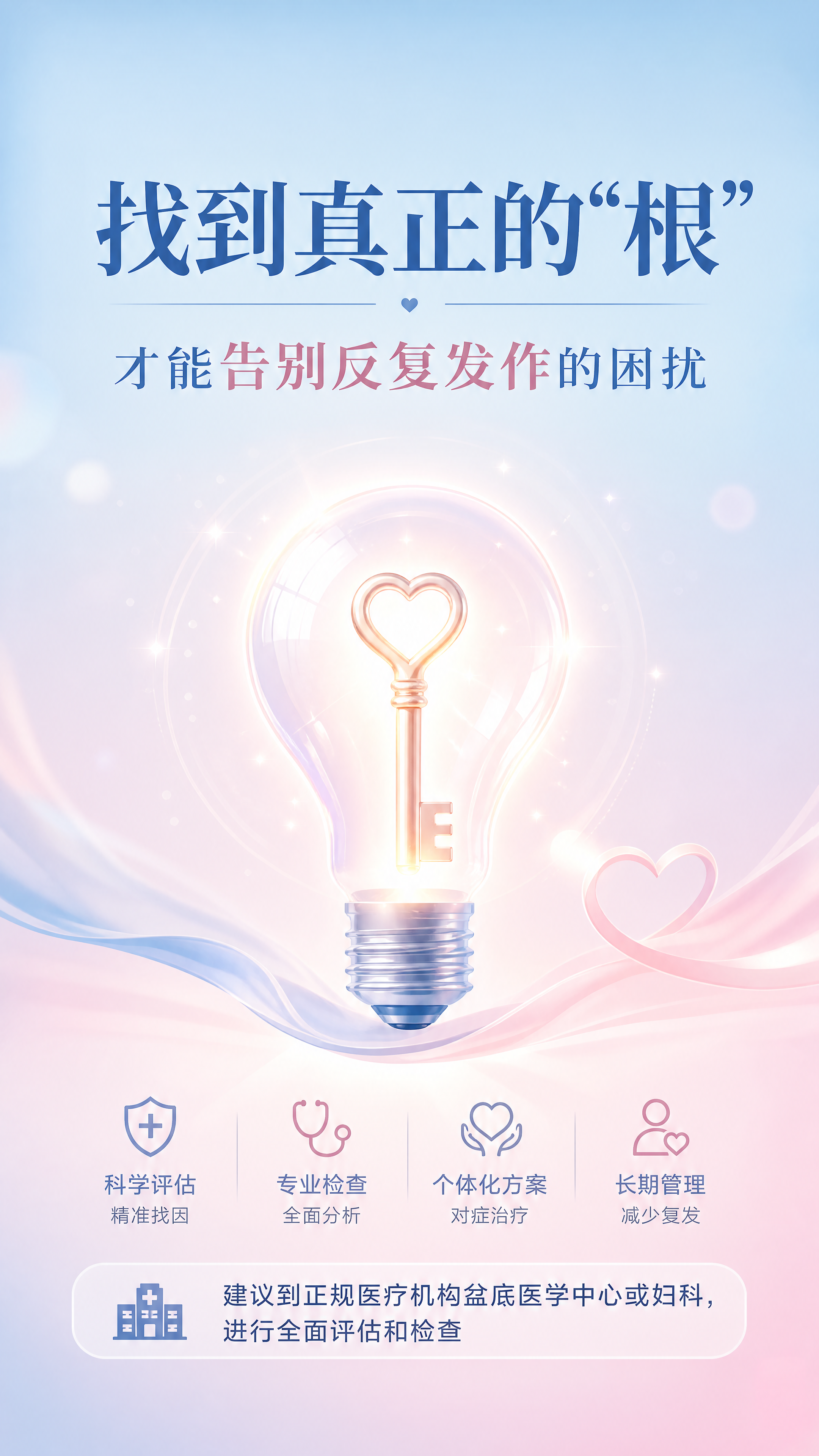 微信公众号竖版图文结尾页，医疗科普风格。主标题大字：「找到真正… - 图片创意预览