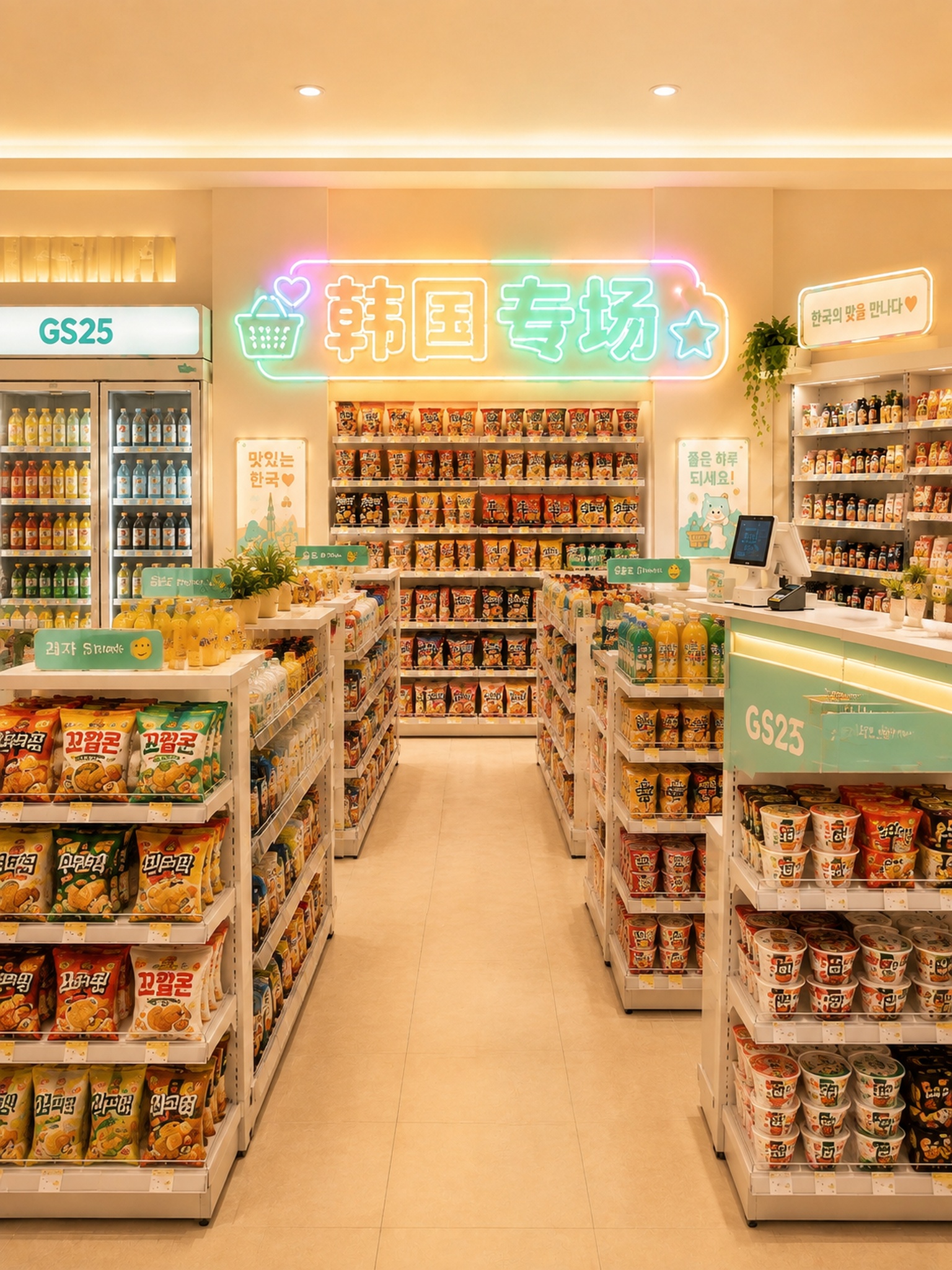 重新布局便利店的货架，让整体陈列更合理美观。中间区域改为左右两… - 图片创意预览