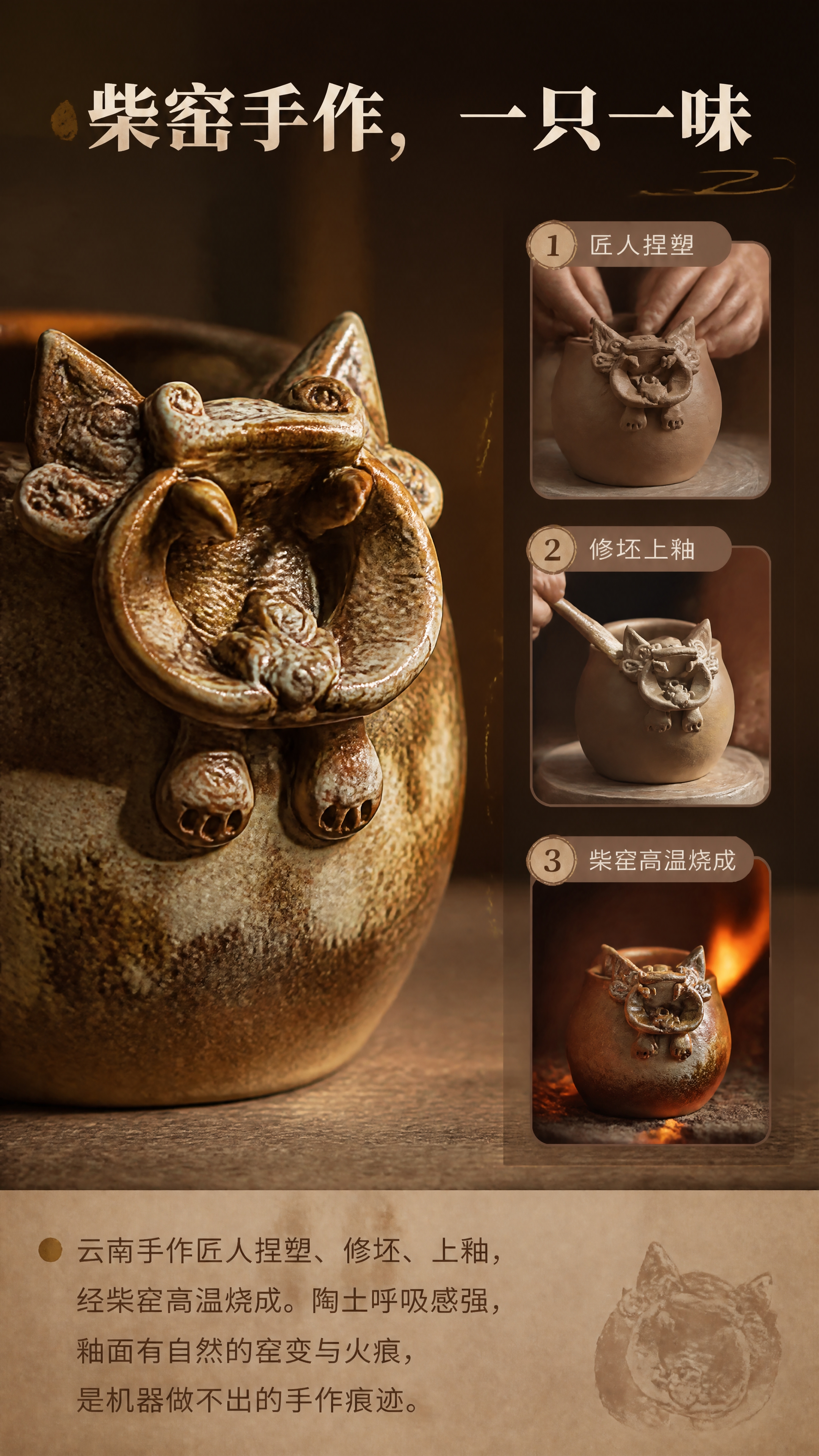 [商品] 使用【图4】一对云南瓦猫柴烧对杯；保留瓦猫浮雕、柴烧… - 图片创意预览