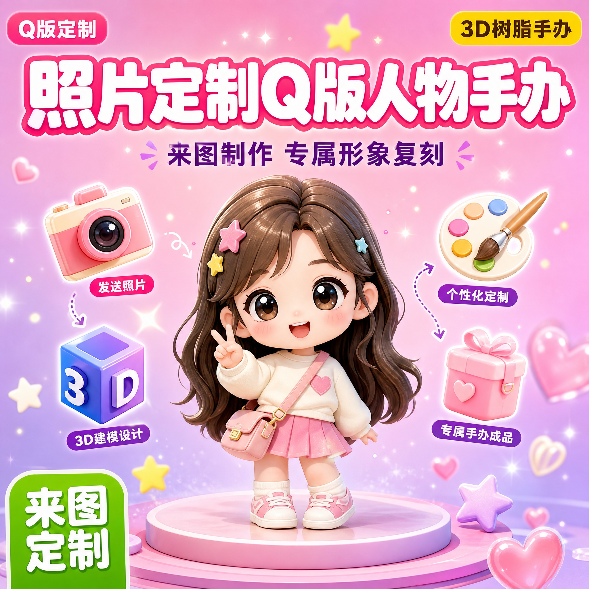 [主图-1] 照片定制Q版人物手办 首图大字点击率图。 [统一… - 图片创意预览