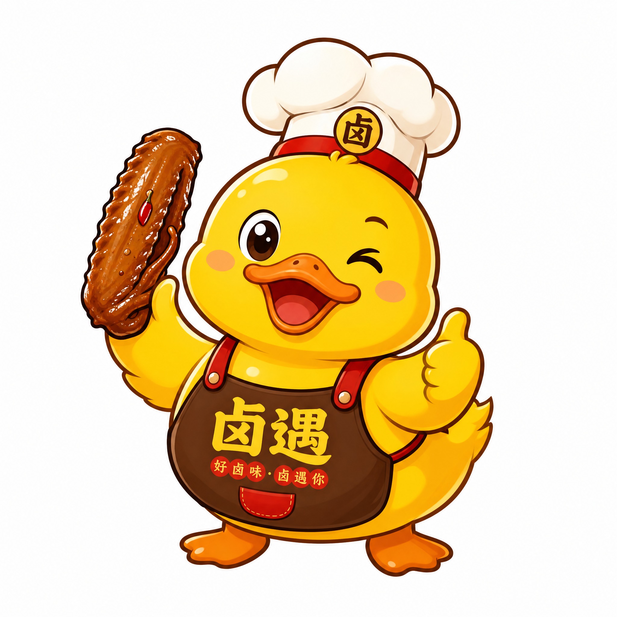 为卤味品牌“卤遇”设计一个黄鸭子造型的卡通IP形象logo。整… - 图片创意预览
