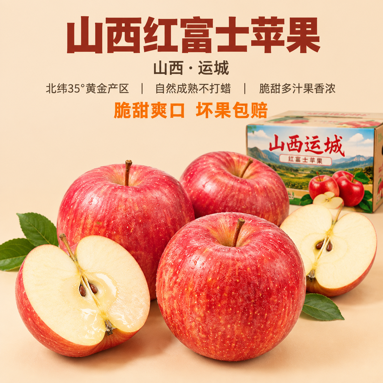 [主图-1] 山西运城红富士苹果核心卖点展示，首图点击率型，突… - 图片创意预览