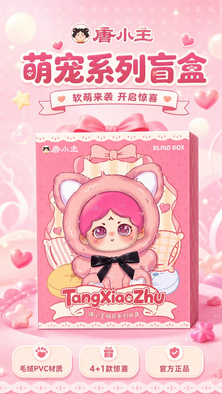 [商品] 使用【图1】唐小主萌宠系列盲盒包装盒正面图；保留粉色… - 图片创意预览