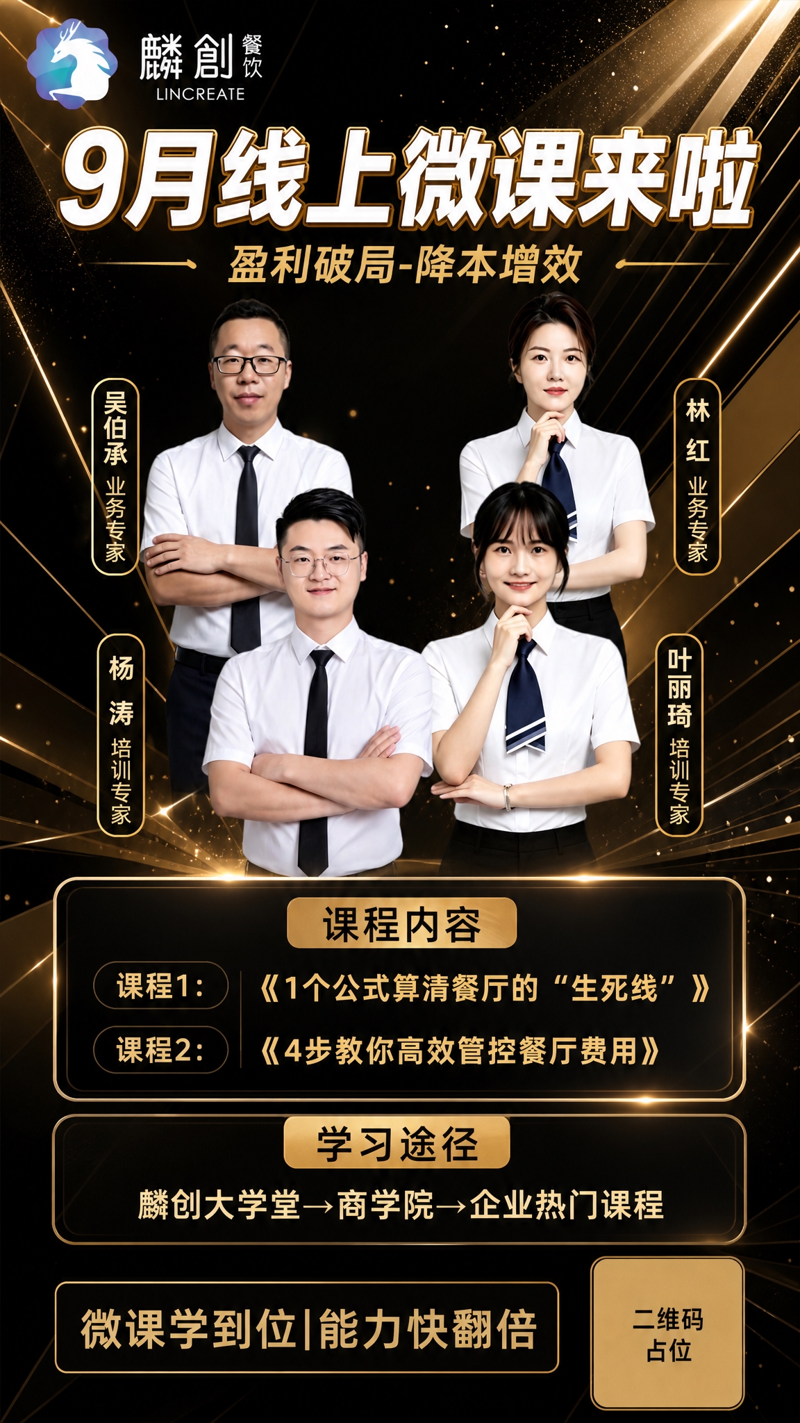 基于参考图版式骨架，将背景替换为炫酷黑金光影风格。保留原图的四… - 图片创意预览