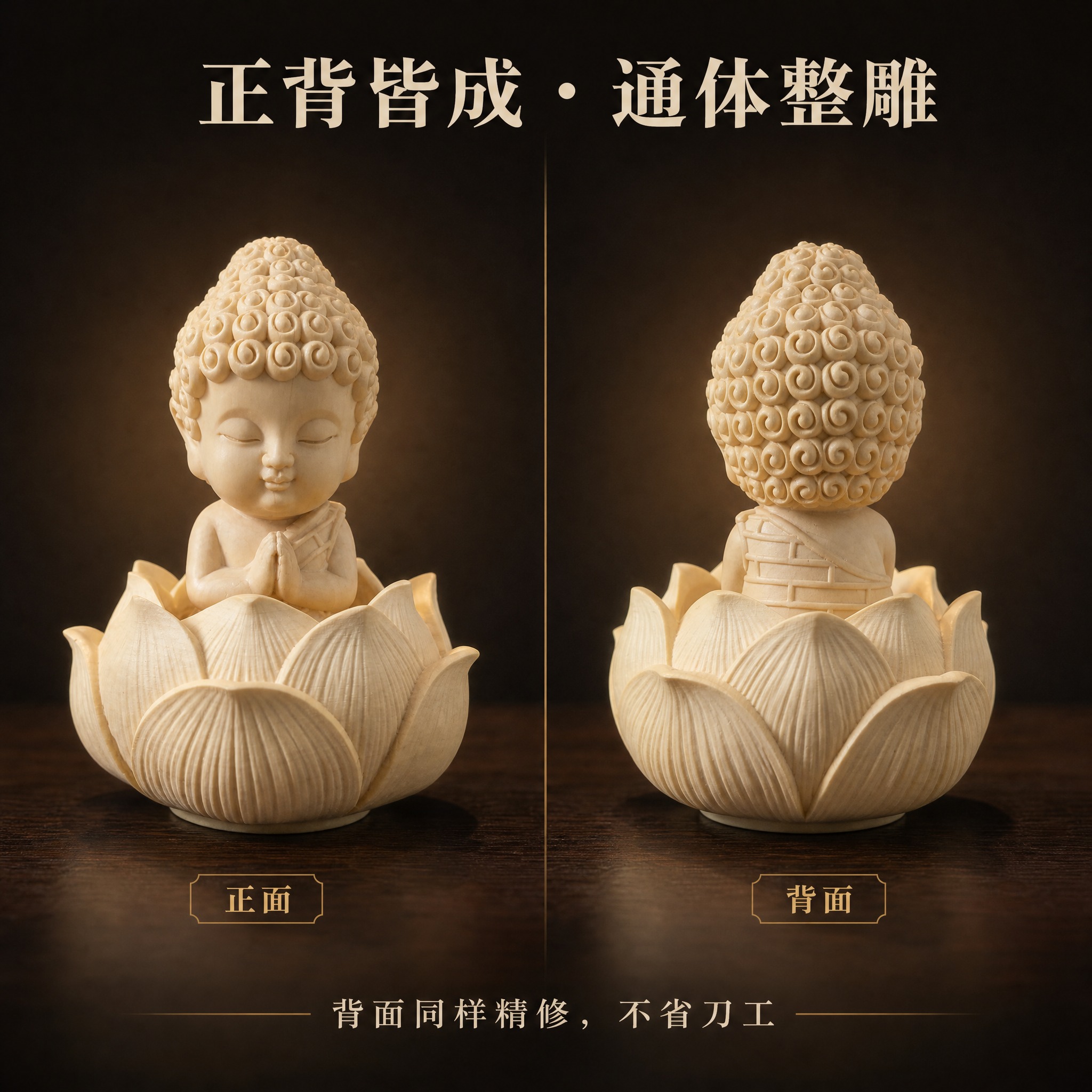 [主图-7] 正背对照图：【图1】为莲花宝宝佛正面实拍、【图2… - 图片创意预览