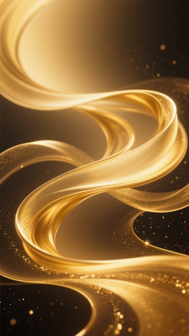 一张金色渐变背景的海报设计，画面中充满了流动感十足的金色曲线，这些曲线呈现出不同的样式和风格，有的平滑舒展，有的则带有一些起伏和转折。金色的色调从浅到深自然过渡，营造出一种高贵而神秘的氛围。在曲线的边缘和交汇处，点缀着一些细小的金色闪光点，仿佛是夜空中的繁星，为整个画面增添了一丝灵动和梦幻之感。预览效果