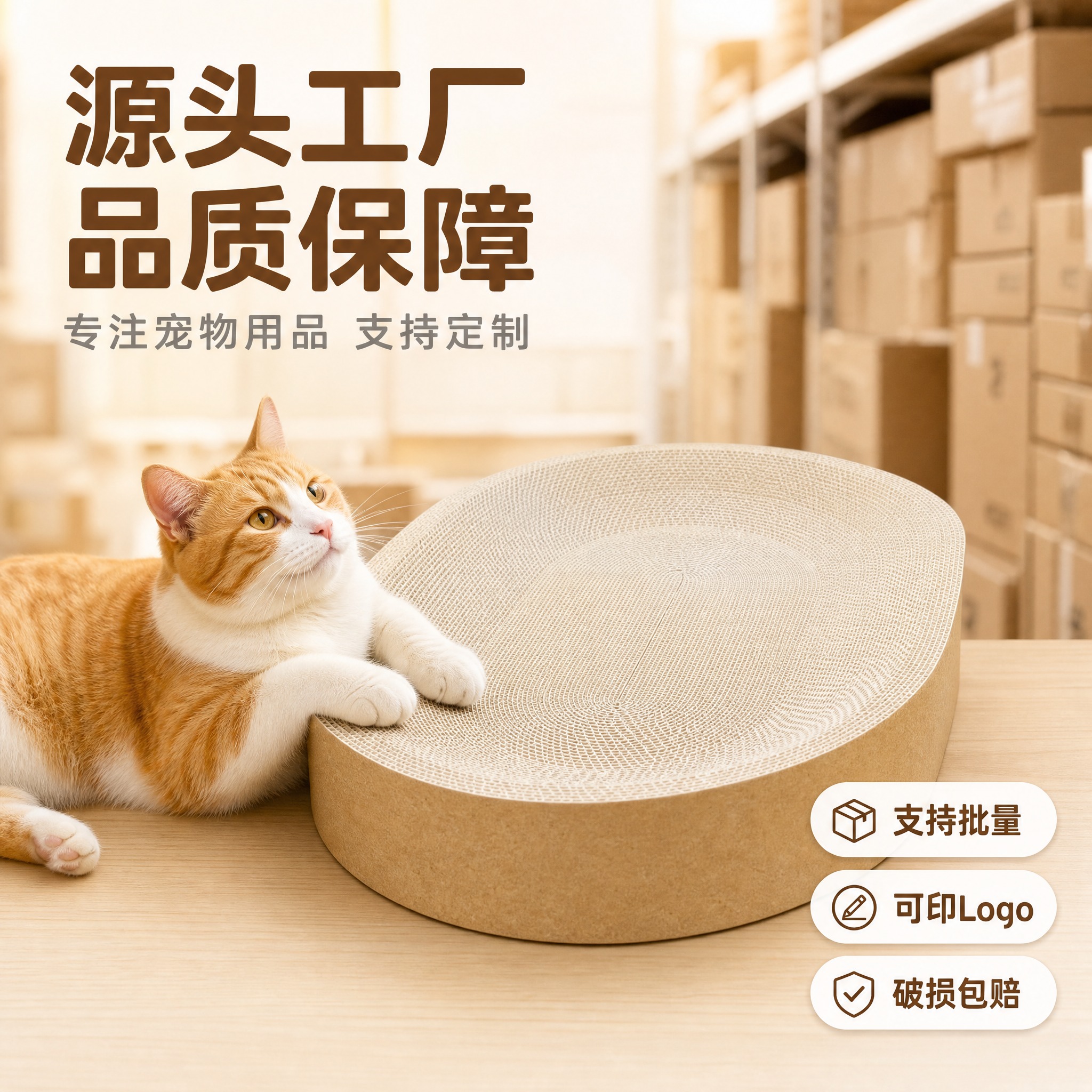 [主图-5] 结果与背书收口 工厂源头品质+猫咪真实使用状态信… - 图片创意预览