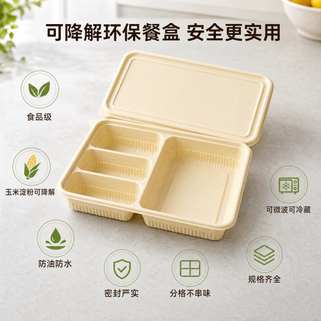 使用爆款主图复刻技能生成5张比例1:1的电商主图，适配平台为，商品为「图片1」「图片1」「图片1」「图片1」「图片1」，参考图为，商品卖点为食品级一次性餐盒 玉米淀粉可降解餐盒 防油防水密封  外卖打预览效果