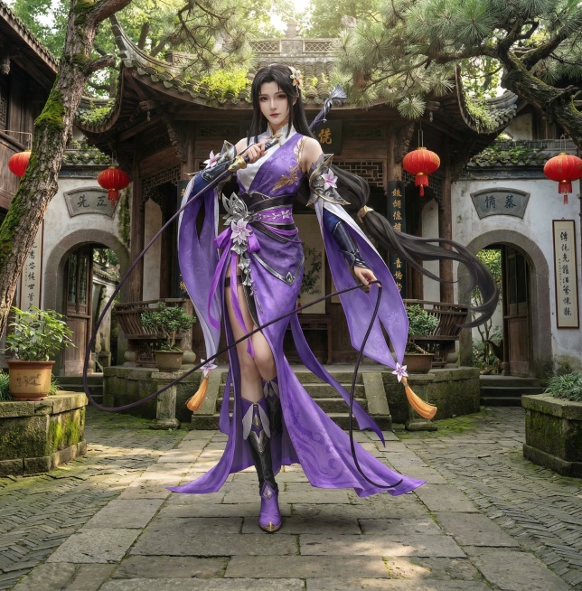 「图片1」「图片1」「图片1」「图片1」把这张图变成真人摄像风格的，加上古代背景预览效果