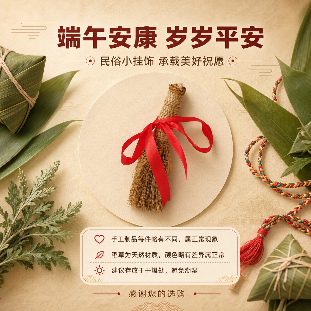 [商品] 使用【图1】稻草小毛刷捆红绳民俗挂饰；保留产品完整造… - 图片创意预览