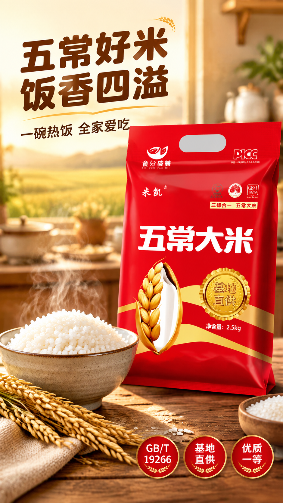 [商品] 使用【图1】食分碗美五常大米红色袋装包装进行图生图；… - 图片创意预览
