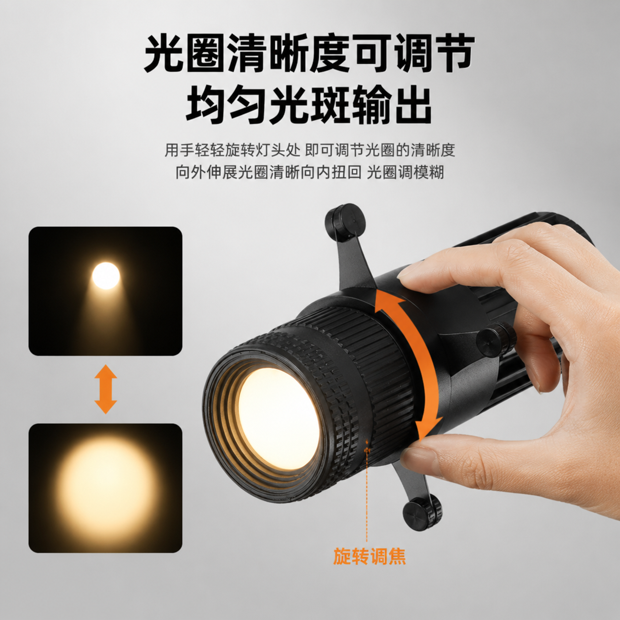 [主图-3] 调焦聚光旋转调焦环功能卖点图 [氛围风格] 专业… - 图片创意预览