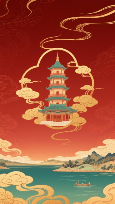 -**视觉布局**:深红色渐变背景，金色祥云纹理衬底-**背景图**:易县地标建筑(如荆轲塔/易水湖)预览效果