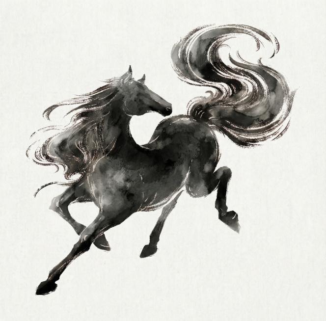 把这张图变成黑白水墨毛笔画风格预览效果