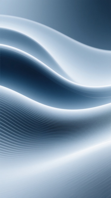 极简主义风格抽象背景，柔和流动的曲线形态，细腻的波浪纹理与平行线条交织，整体呈现出光滑的3D渐变质感，光影过渡自然柔和，高光区域明亮通透，阴影部分细腻深邃，营造出宁静、现代且富有科技感的氛围，变换为深蓝与浅灰的配色方案，同时融入细微的磨砂纹理与金属光泽质感，保持画面的简洁流畅与高级感。预览效果