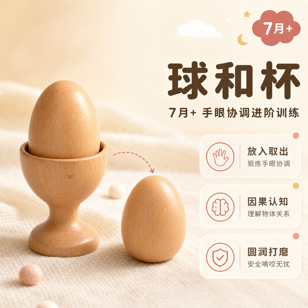 [商品] 使用【图2】球和杯组合玩具；保留蛋形木球、杯形底座的… - 图片创意预览