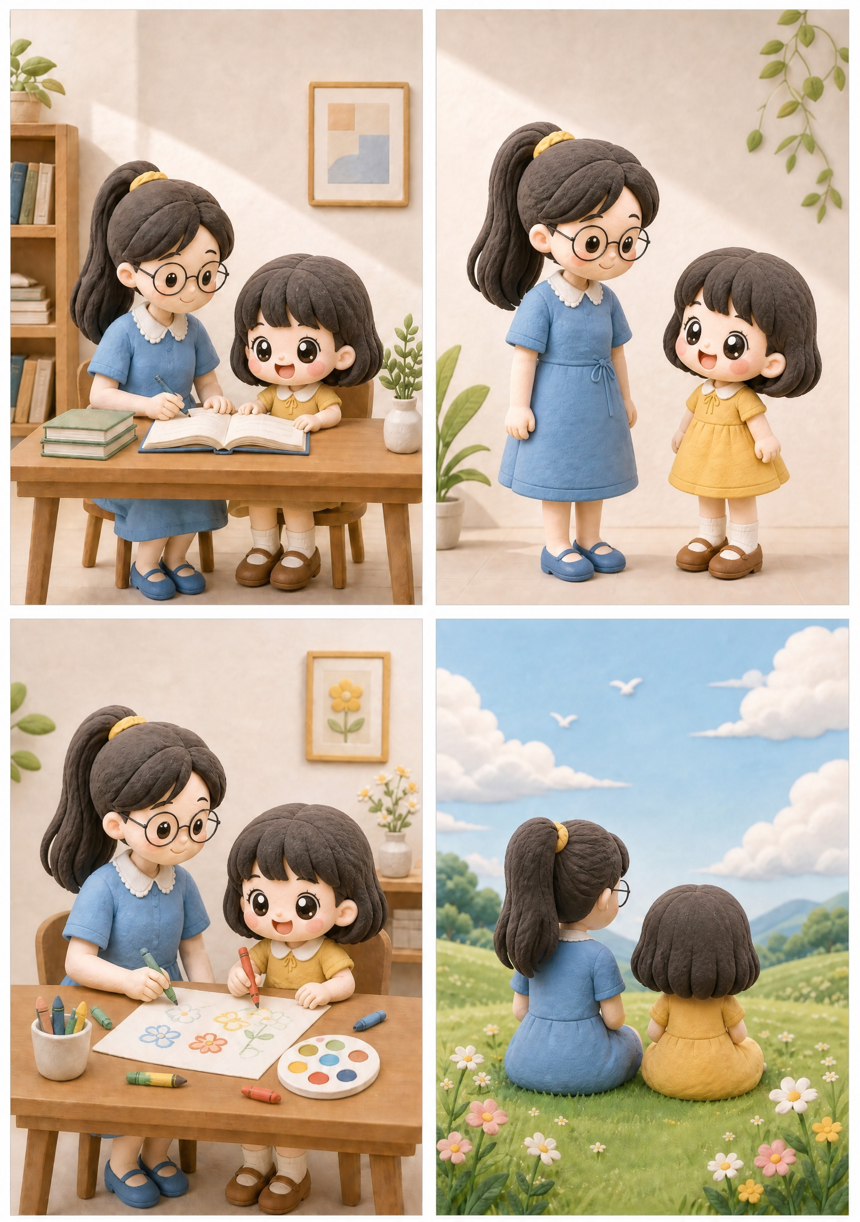 将图中的小女孩改成Q版大头风格，头部比例明显放大，眼睛更大更圆… - 图片创意预览
