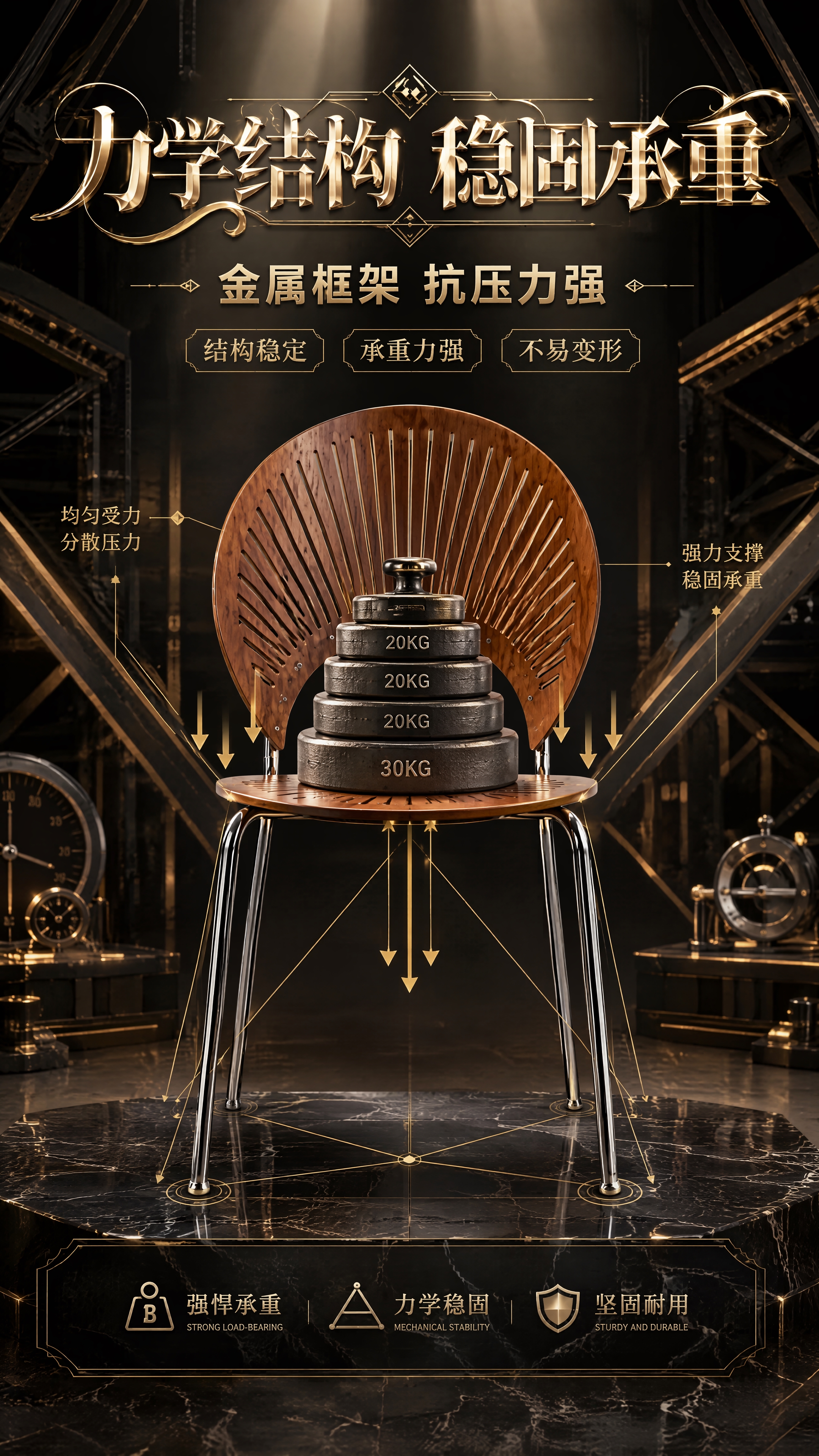 [第5张] 金属框架力学表现优秀抗压力强卖点页。本张使用【图1… - 图片创意预览