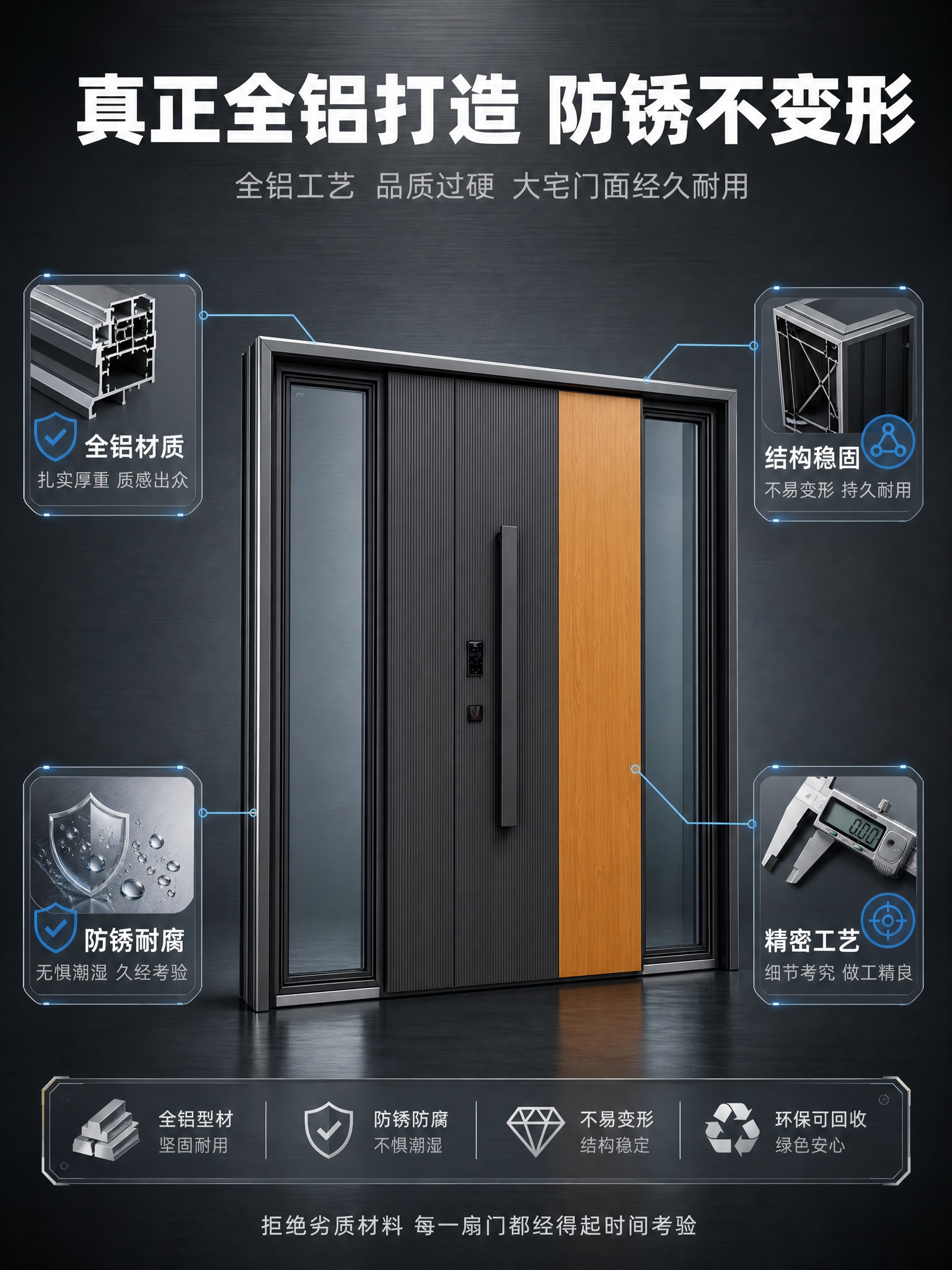 [商品] 使用【图1】臻尚铂门全铝别墅入户大门；保留深灰竖纹铝… - 图片创意预览