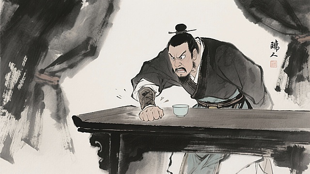 韦皋发怒拍桌，神情严厉