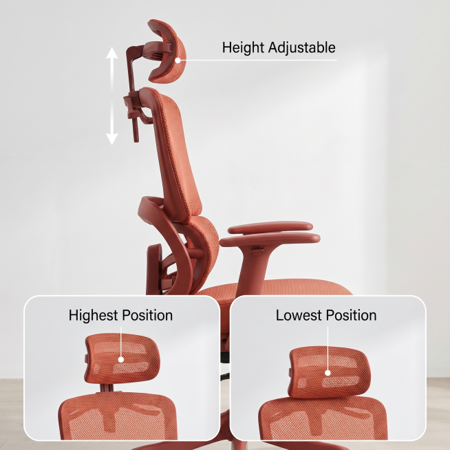 [主图 4] Adjustable Headrest Function Demo.
[氛围风格] Functional demonstration, clear intuitive.
[composi预览效果