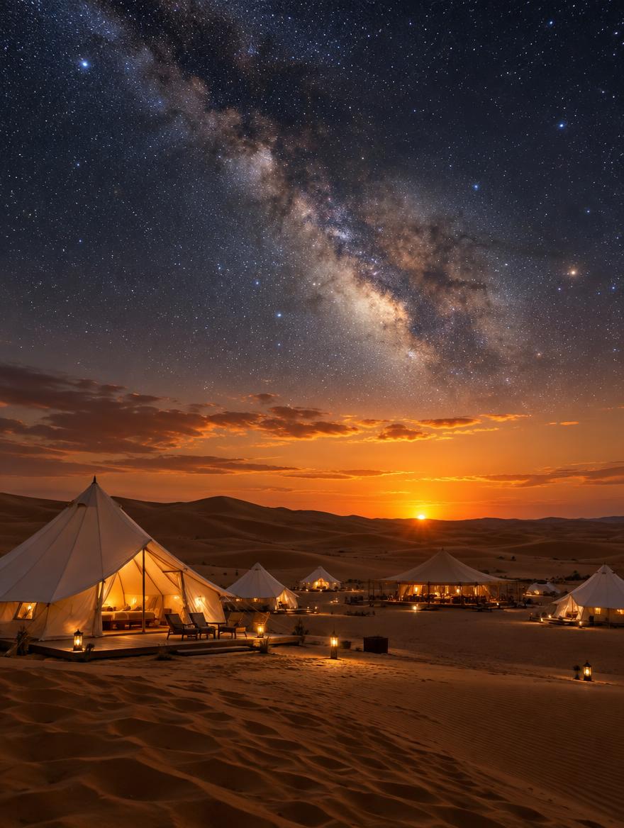 腾格里沙漠营地高清实拍风景图，住进沙漠观日落星河，沙漠星空帐篷… - 图片创意预览