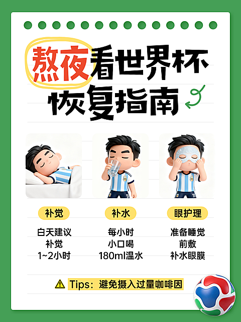 世界杯足球健康观赛科普指南趣味软3d卡通大字风小红书封面配图