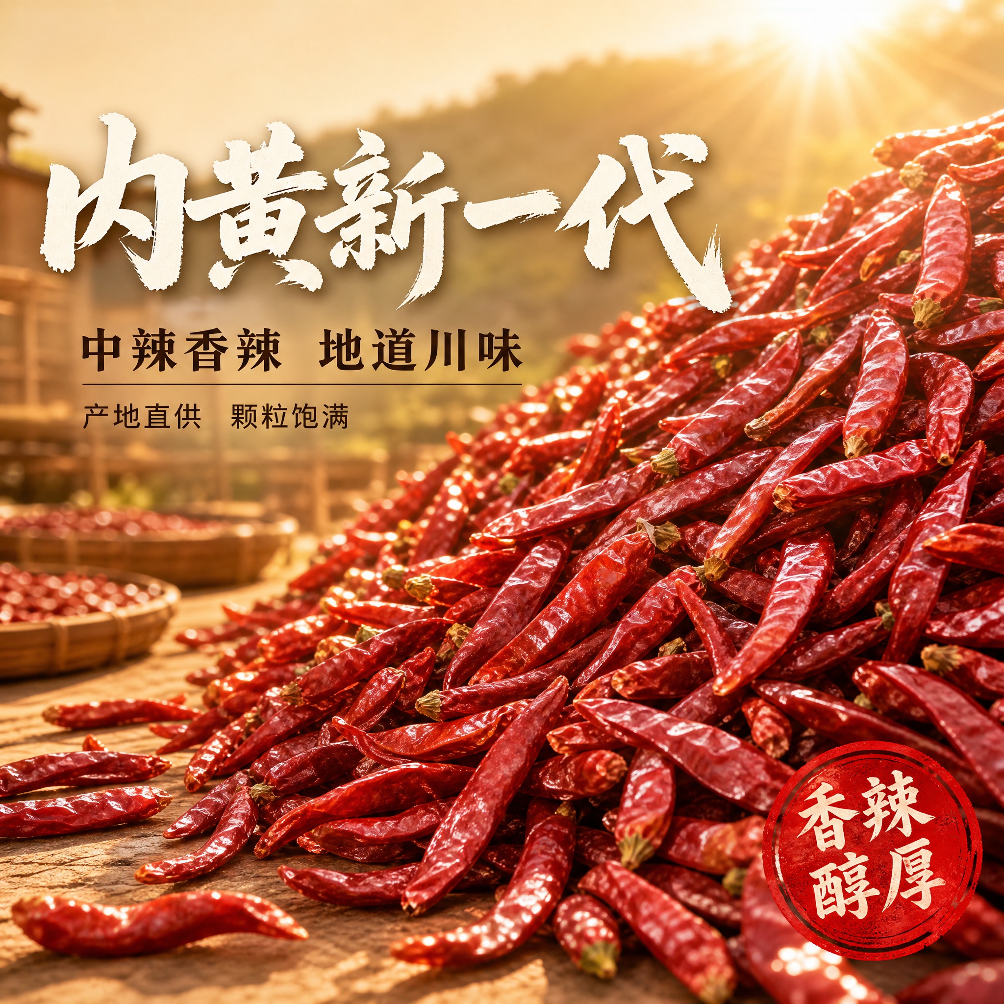[主图-1] 内黄新一代干辣椒首图，突出中辣香辣食欲感与产地品… - 图片创意预览