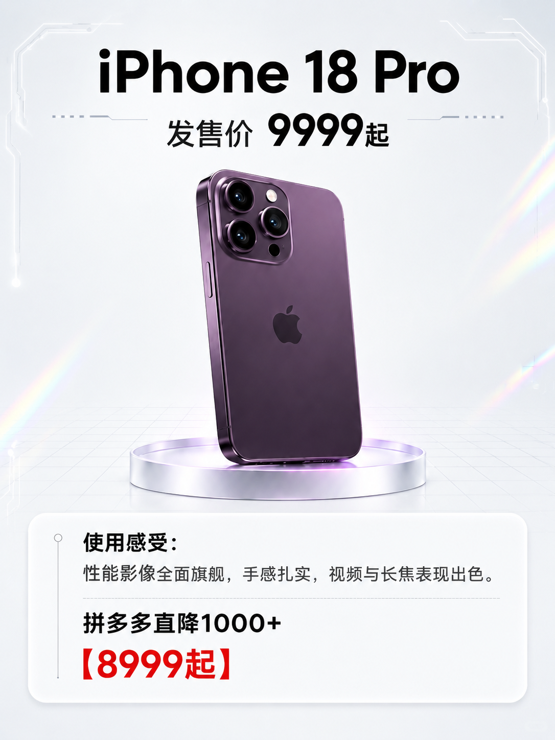 参考第二张图的卡片式评测排版，为 iPhone 18 Pro… - 图片创意预览