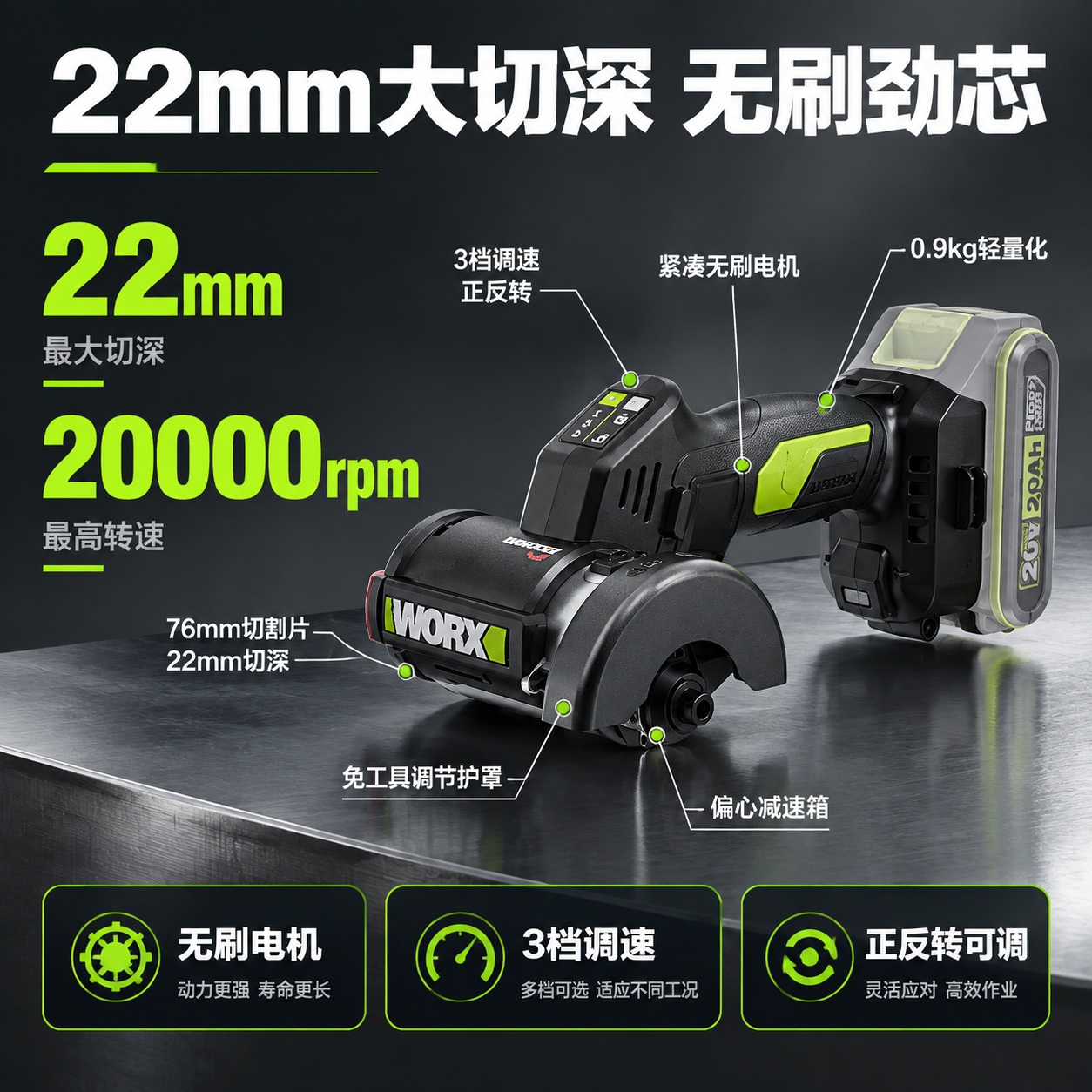 [主图-2] 性能+功能图，主题：22mm大切深 20000转… - 图片创意预览
