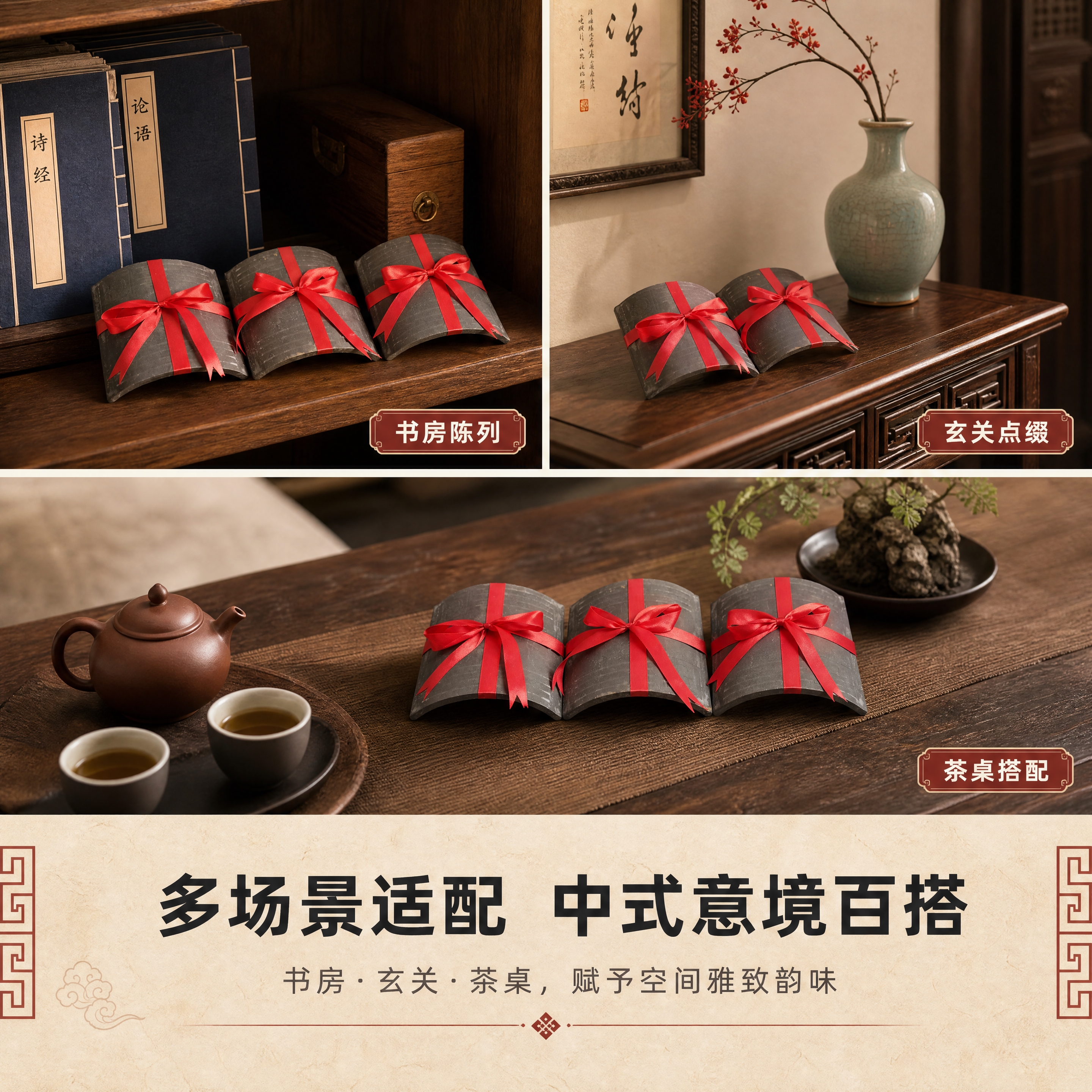 [商品] 使用【图5】C瓦片捆红绳桌面摆件（三件组合）；保留每… - 图片创意预览
