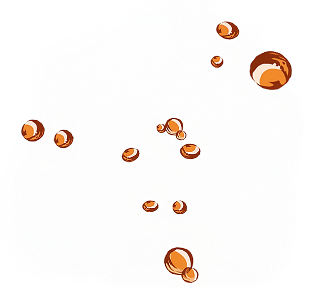 把图片中的蓝色水珠修改为冰红茶橙黄色，保持水珠形状和高光效果不变，生成高清晰度，无阴影的纯白色背景