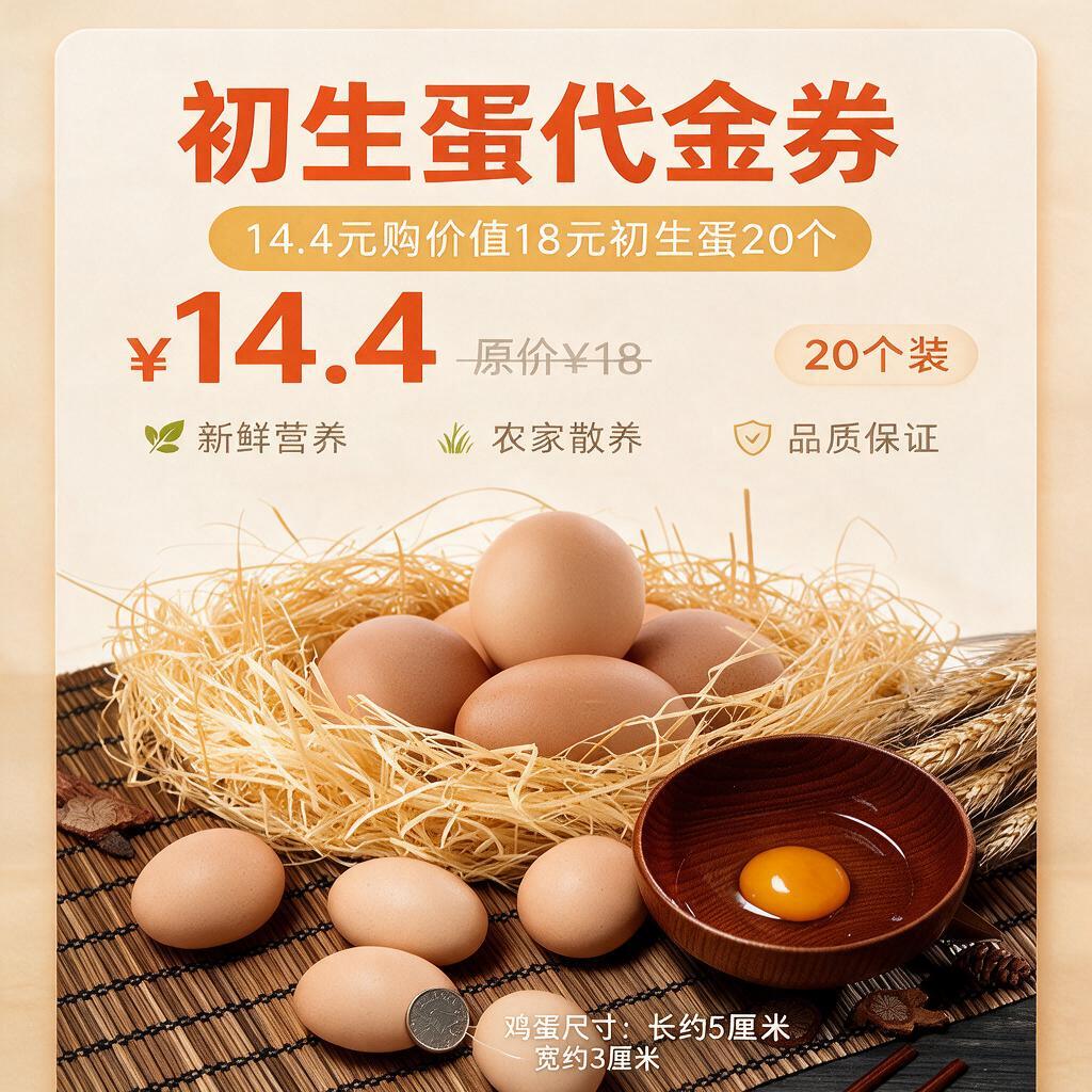 基于参考图修改的鸡蛋代金券海报，1:1正方形比例。去除底部"立… - 图片创意预览