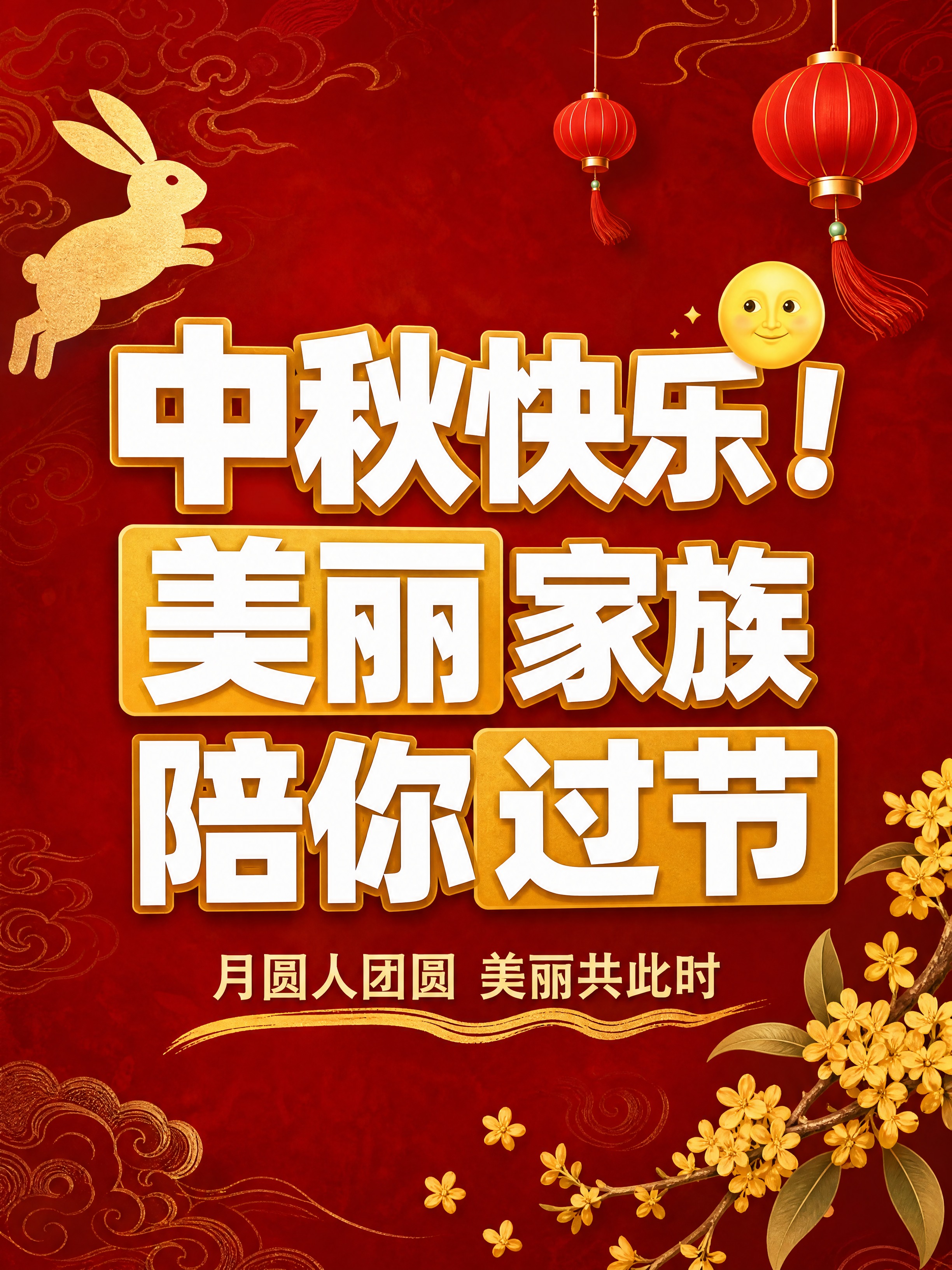 小红书笔记大字封面，插图大字，节日主题中秋国风，版式精美，小红… - 图片创意预览
