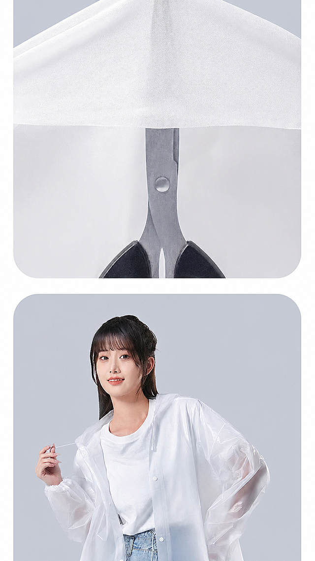 基于这张原图，保留画面和布局，产品图片不变，不添加新内容，只需要移除原图片中所有的文字即可，保持原灰色背景和剪刀、人物产品图片