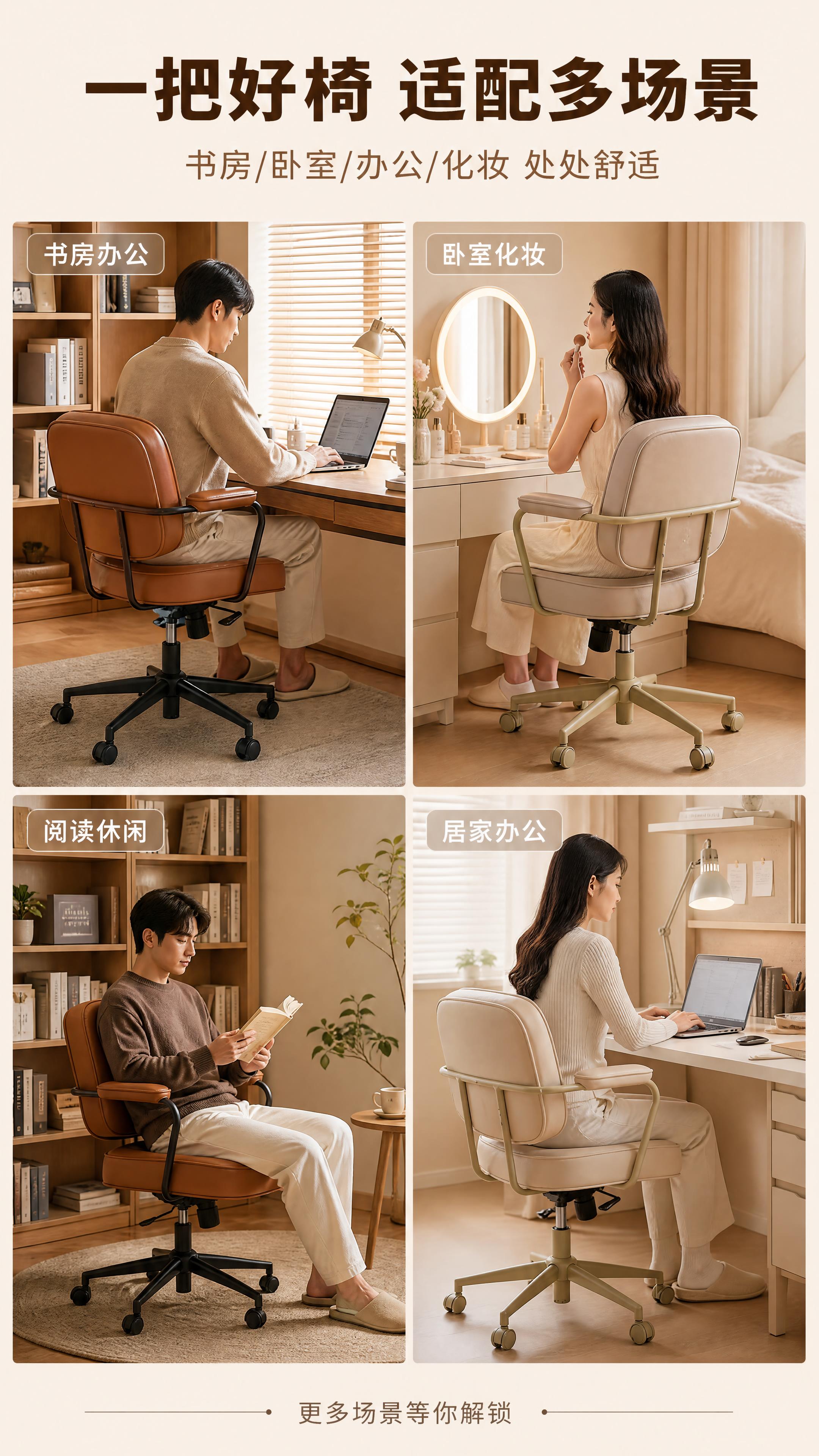 [第24张] 多场景展示页-书房/卧室/化妆间/办公四场景拼图… - 图片创意预览