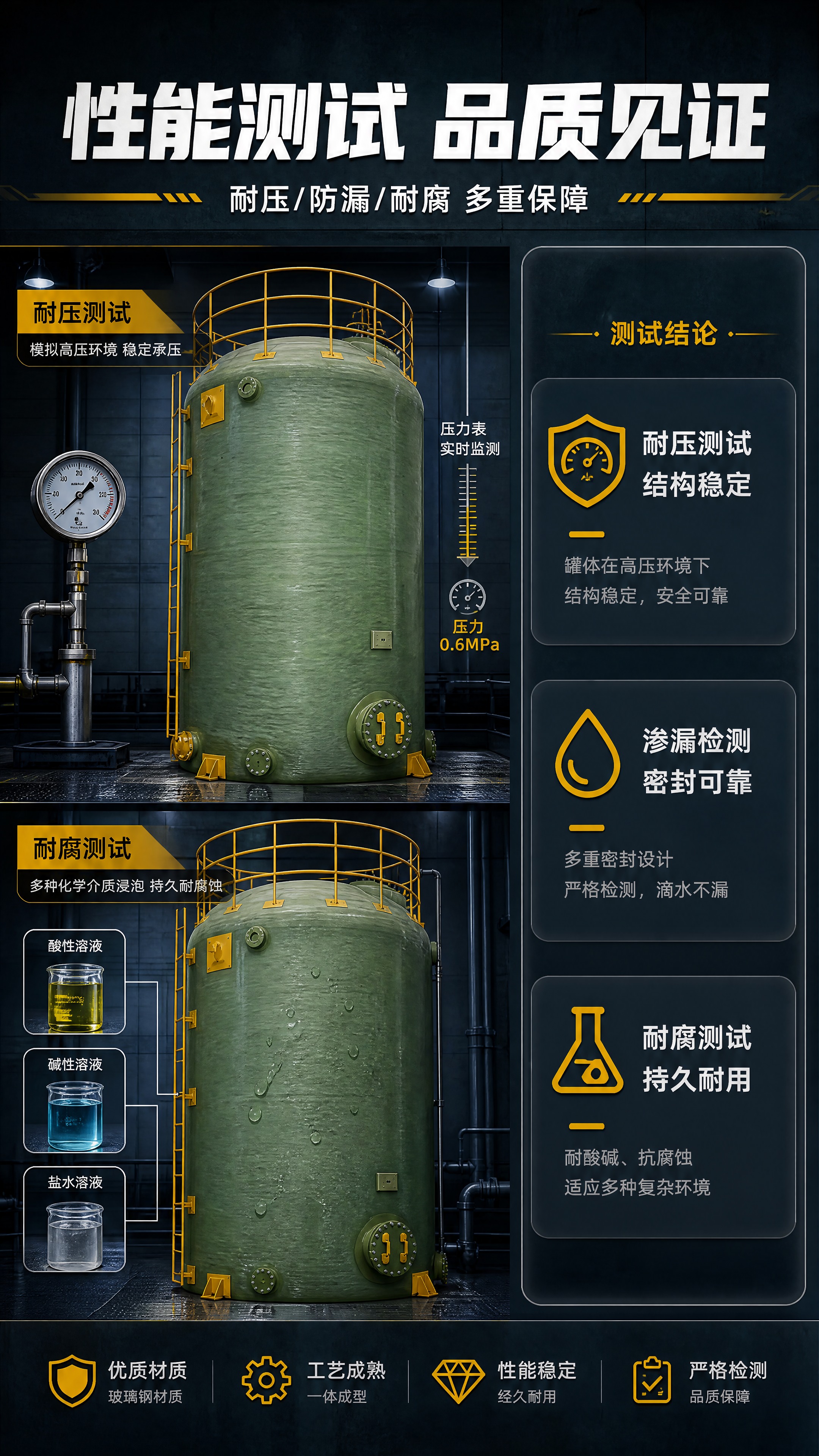 [商品] 使用【图1】立式玻璃钢储罐；保留绿色罐体外观与整体结… - 图片创意预览
