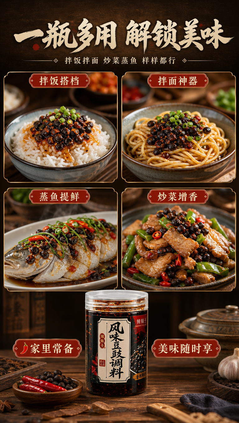 [商品] 使用【图2】辣妹子风味豆豉调料单瓶；保留透明罐身、银… - 图片创意预览