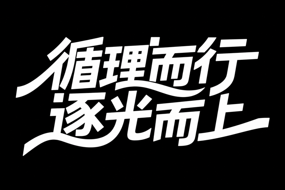 「图片1」参考图片风格，重新生成画面内容“循理而行  逐光而上”预览效果