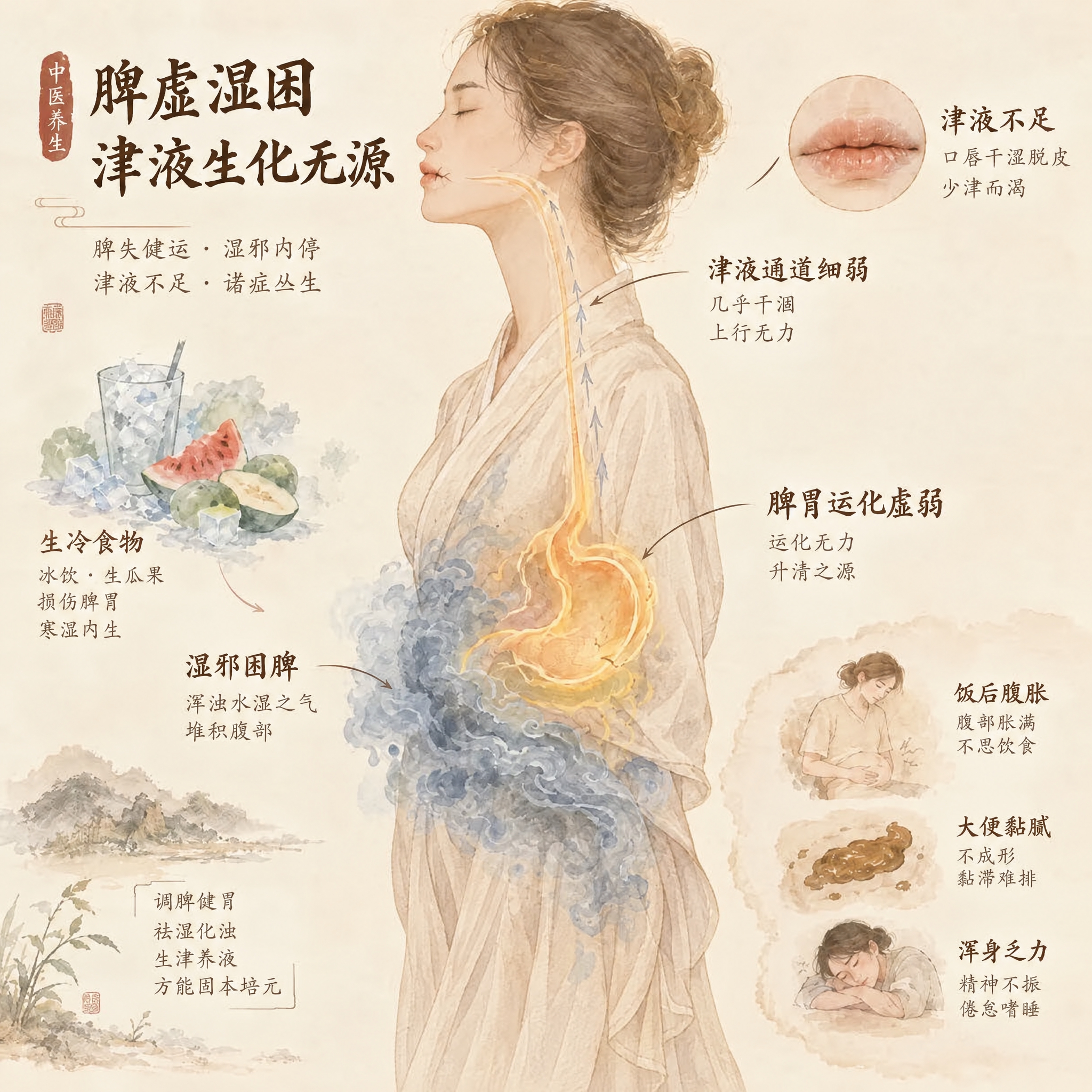 将图中女性身体改为穿着素雅的浅米色中式交领中衣，覆盖肩部、胸部… - 图片创意预览