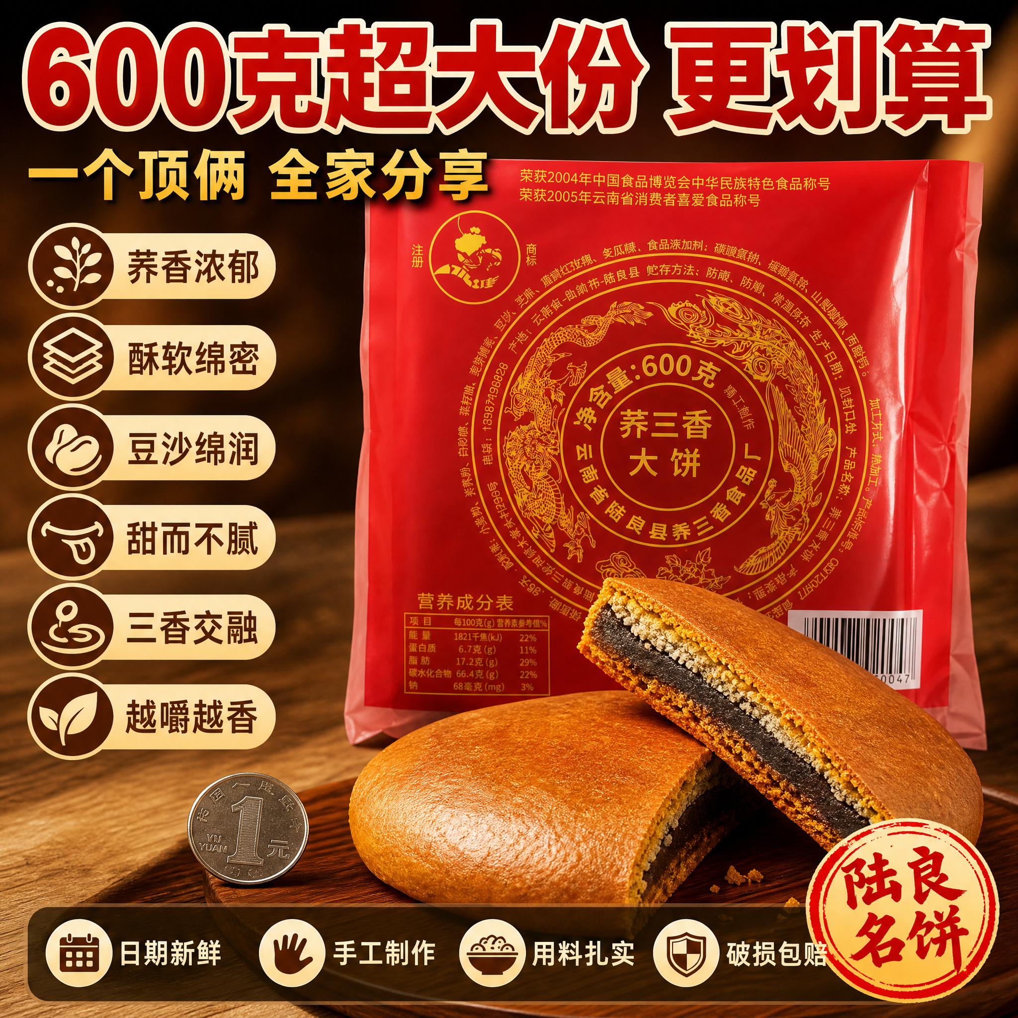 [主图-6] 600克大份量规格展示主题。拼多多风格，突出60… - 图片创意预览