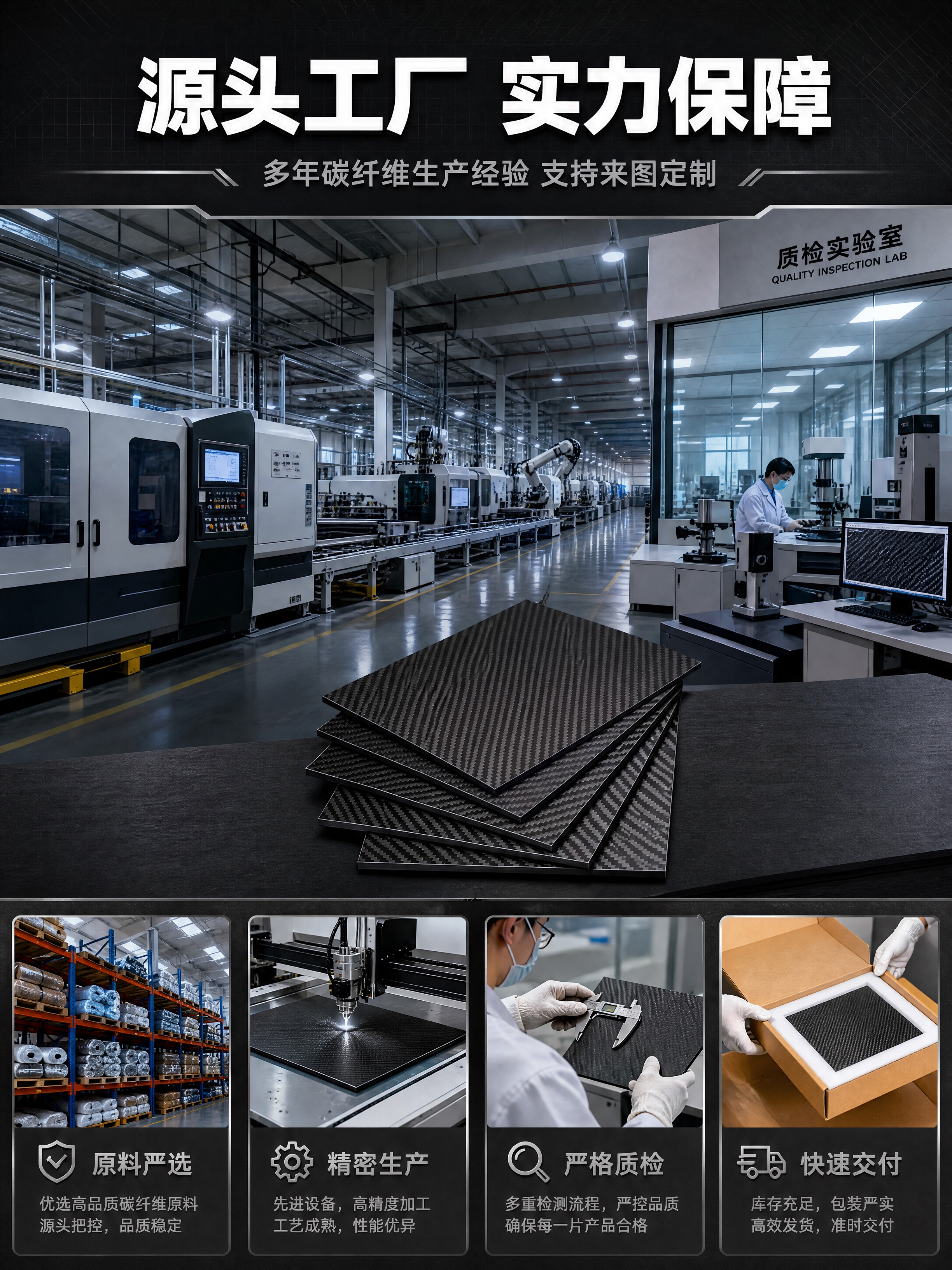 [商品] 使用【图1】碳纤维板材，保留黑色3K斜纹编织纹理、方… - 图片创意预览