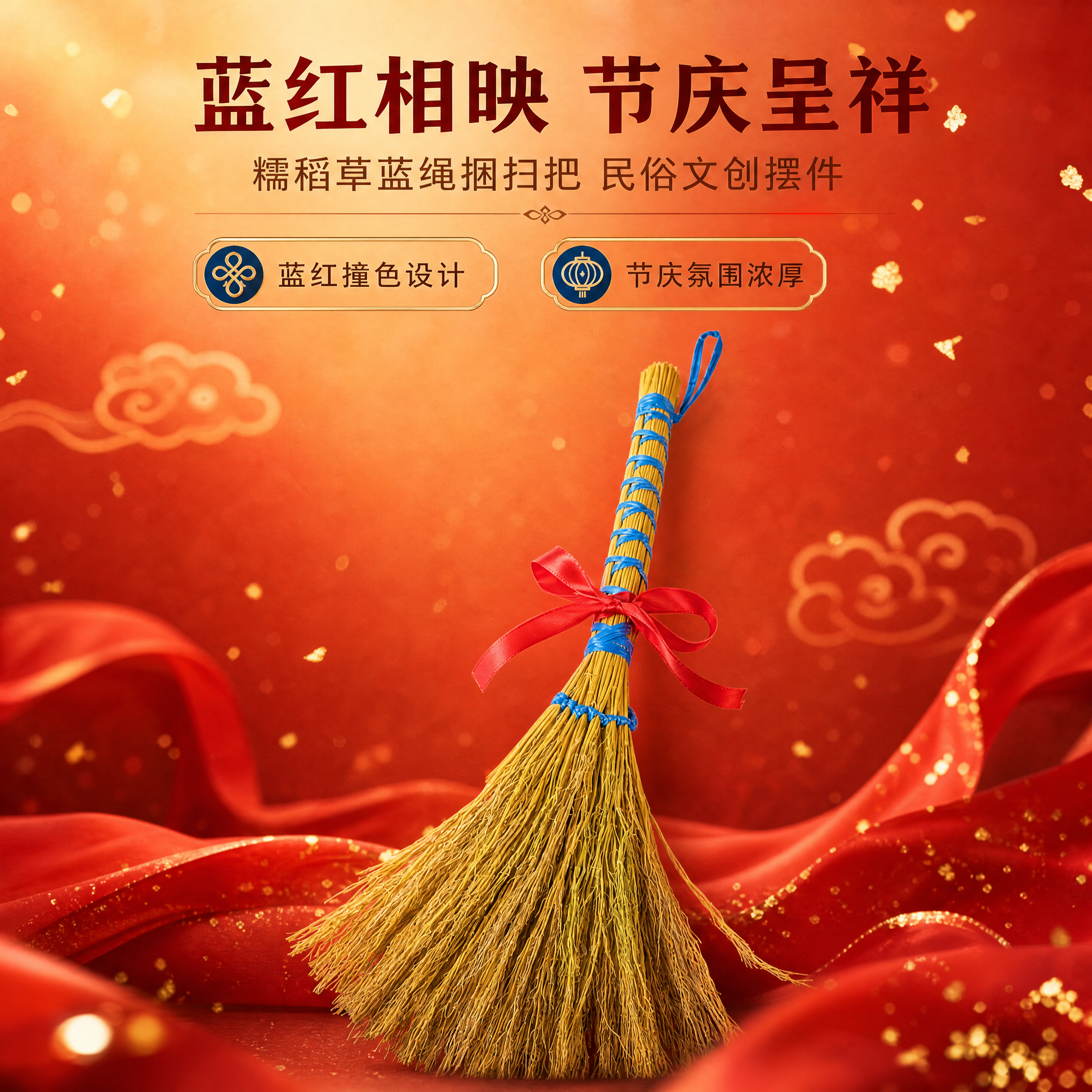[商品] 使用【图1】糯稻草蓝绳捆扫把配红绳；保留扫把整体结构… - 图片创意预览