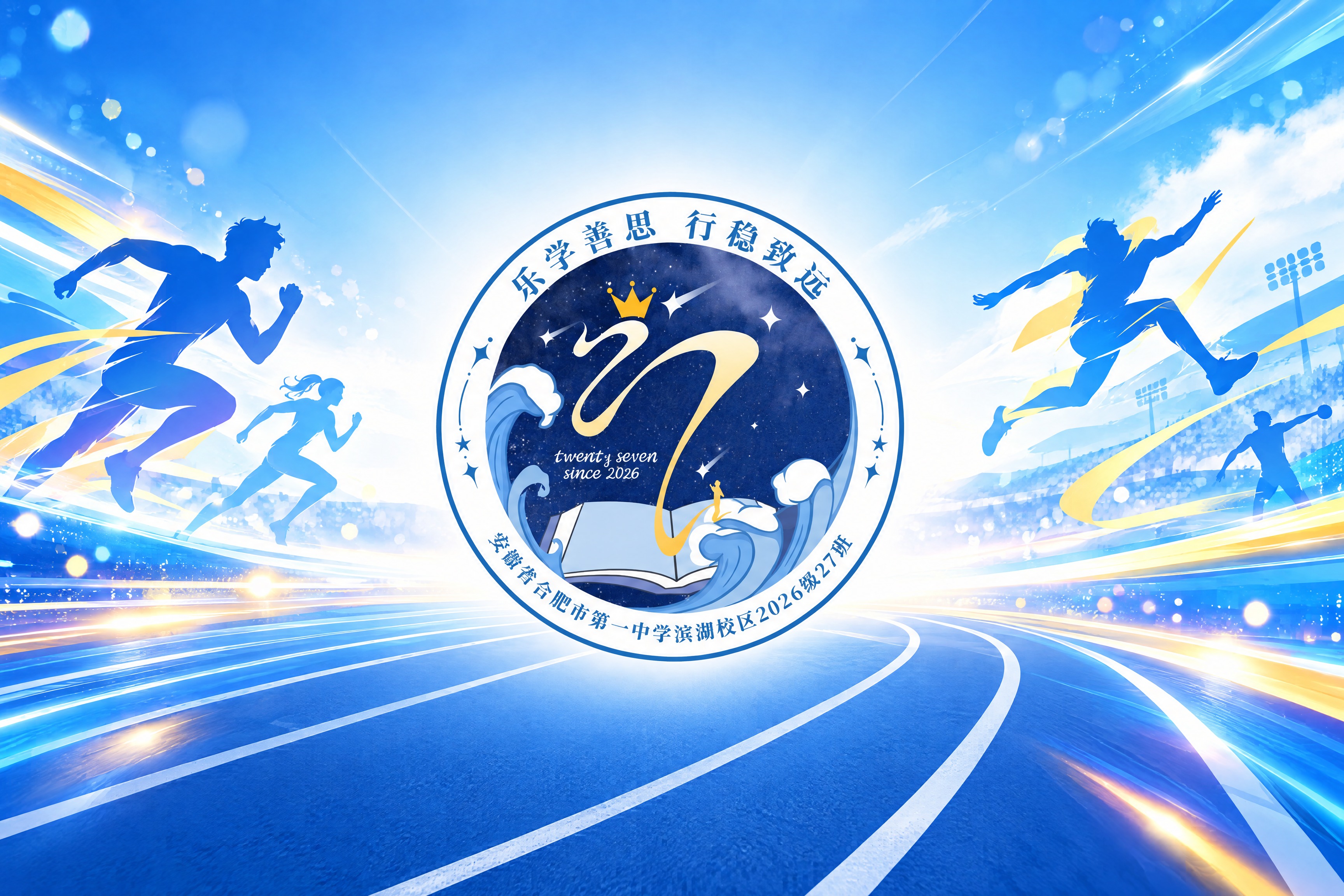 学校运动会主题背景板，画面正中央放置提供的班级logo，log… - 图片创意预览