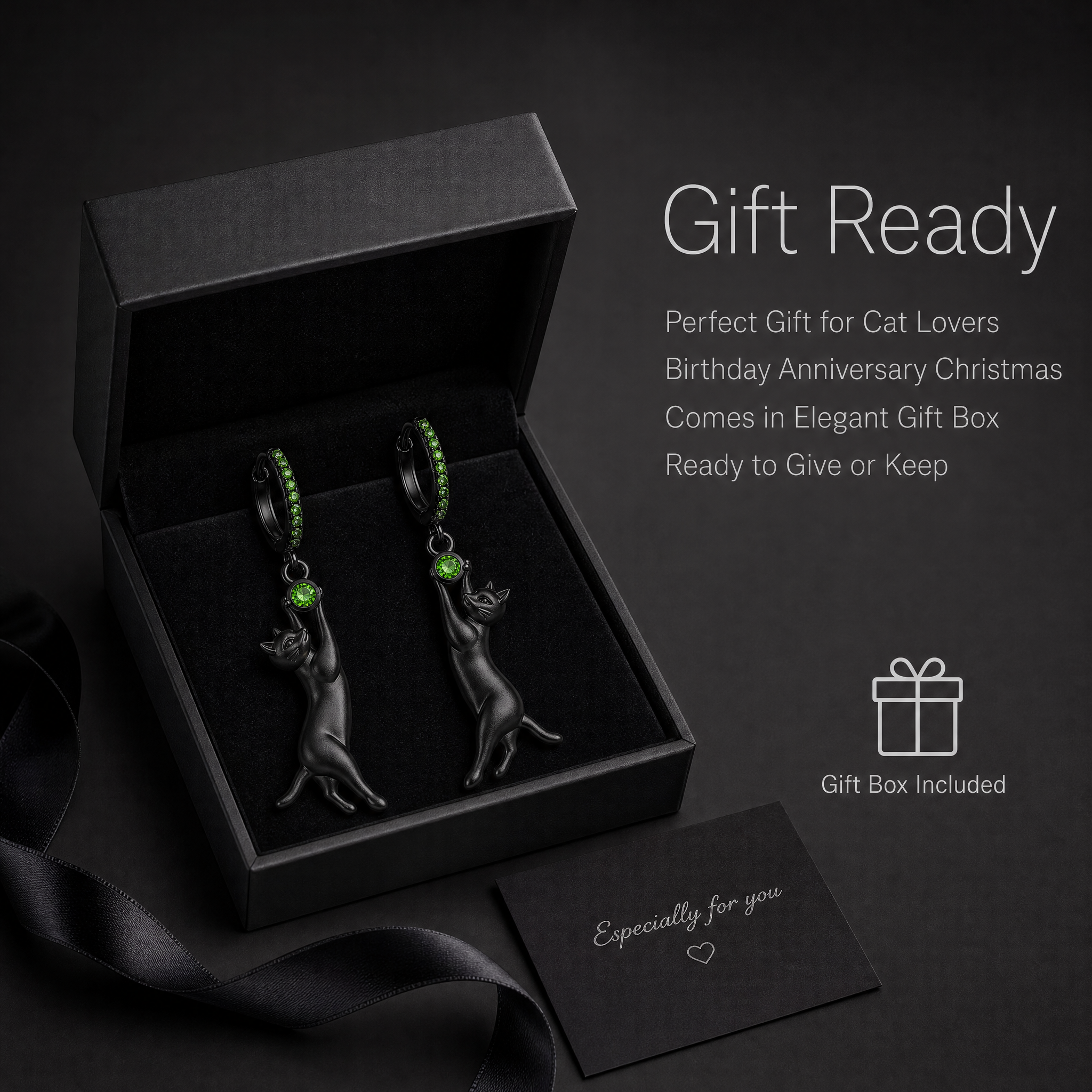 [主图-7] 礼赠与包装图，黑猫耳环礼盒展示。 [统一基调]… - 图片创意预览