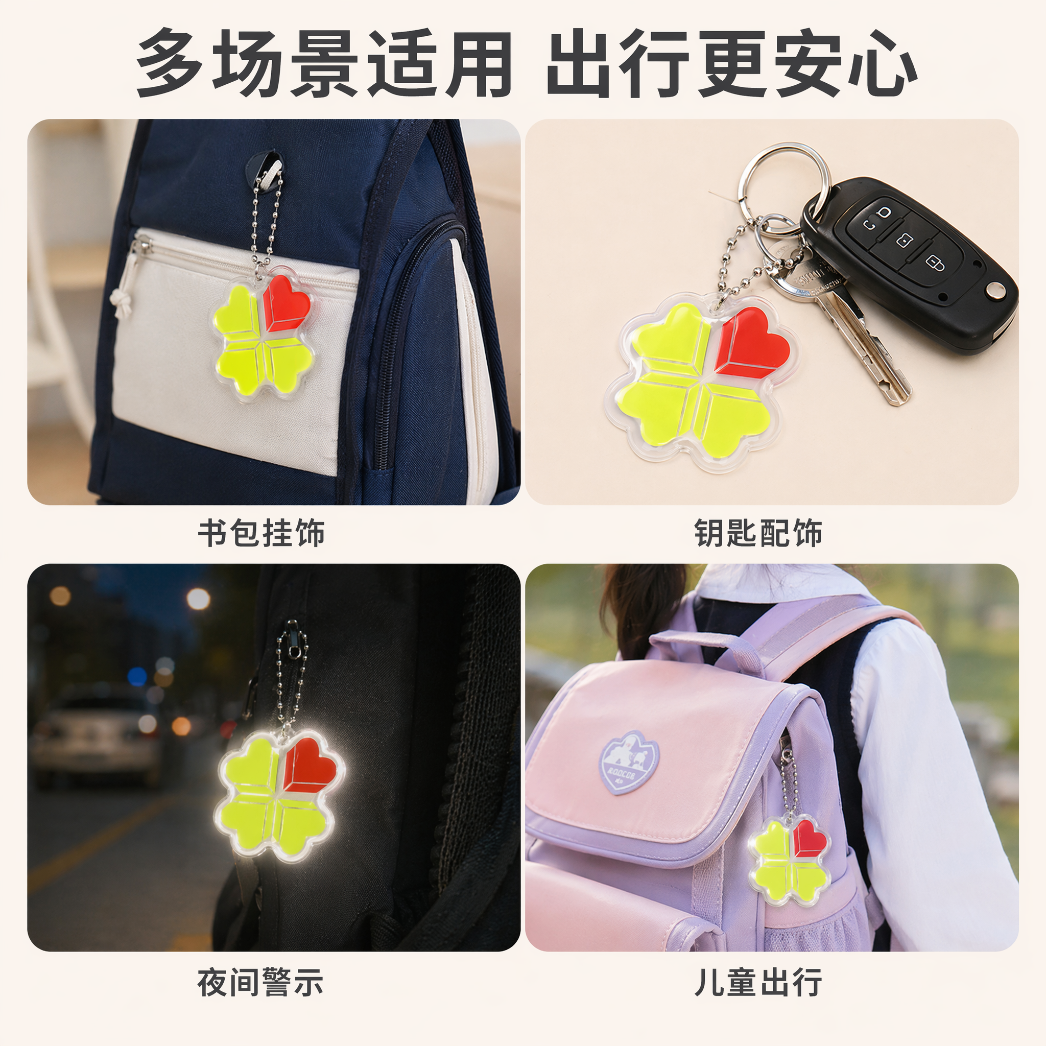 [主图-4] 反光挂件多场景适用展示；[氛围风格] 日常真实生… - 图片创意预览