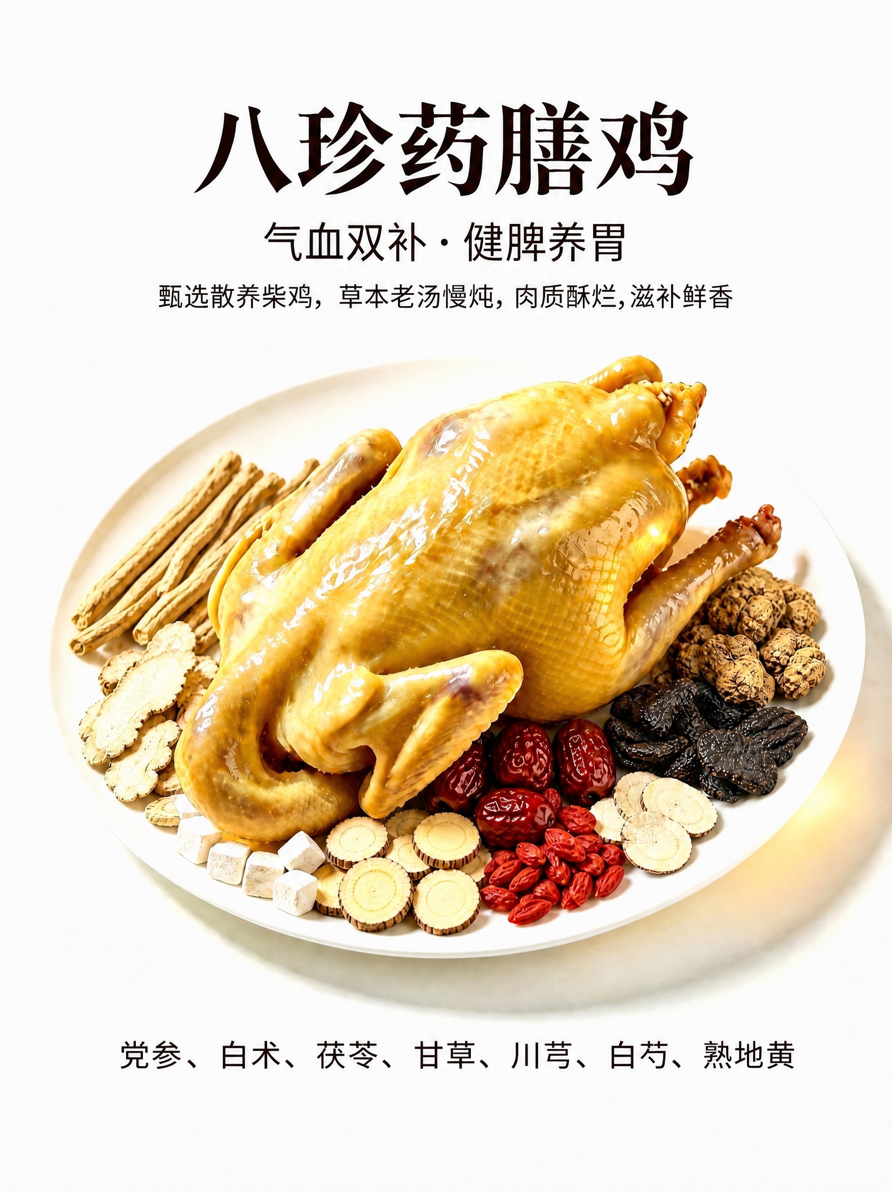 基于参考图修改：将底部的文字“党参、白术、茯苓、甘草、川芎、白… - 图片创意预览